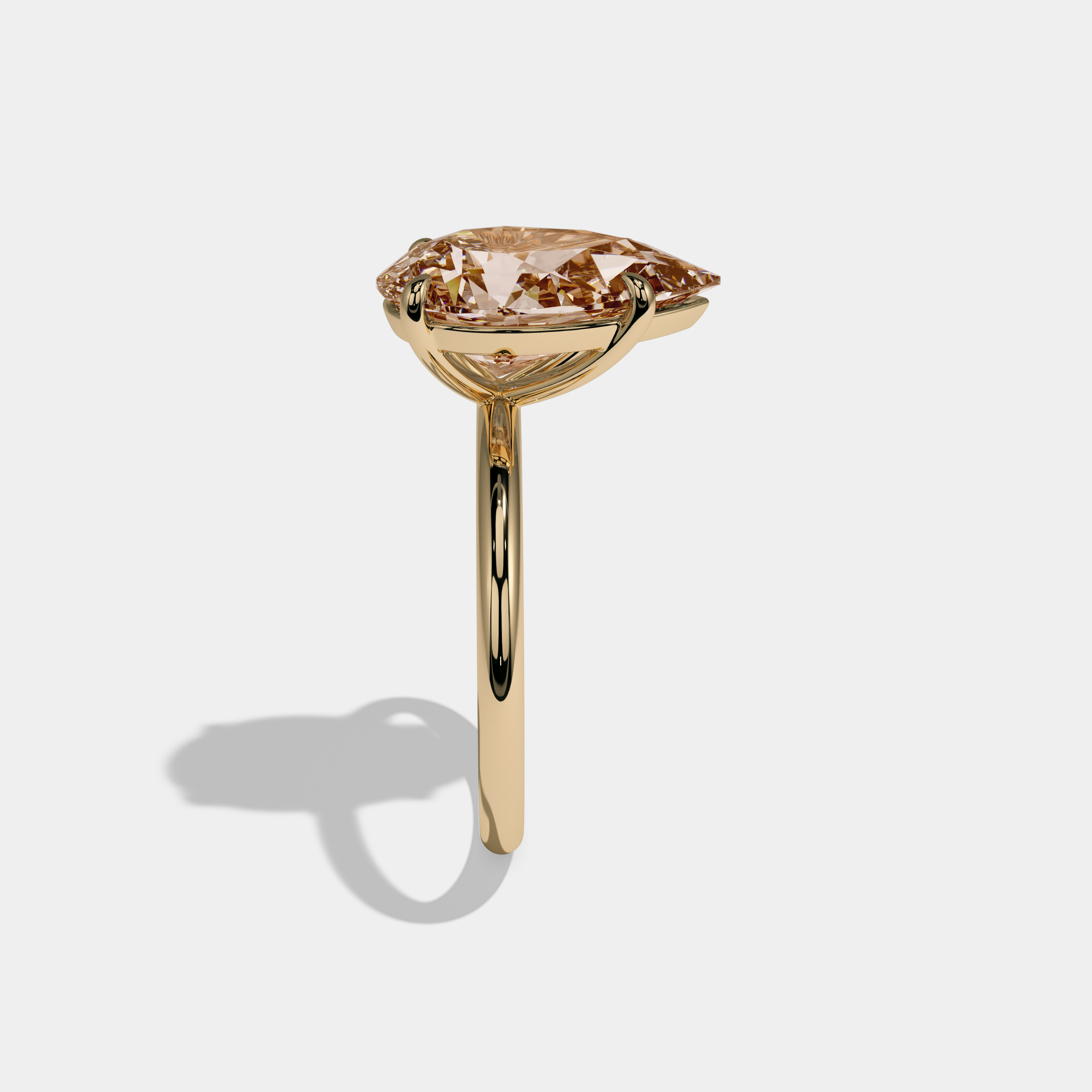 Victoria Fancy Champagne Brown Pear Cut Diamond Plain Band Engagement Ring 6ct 18K Yellow Gold