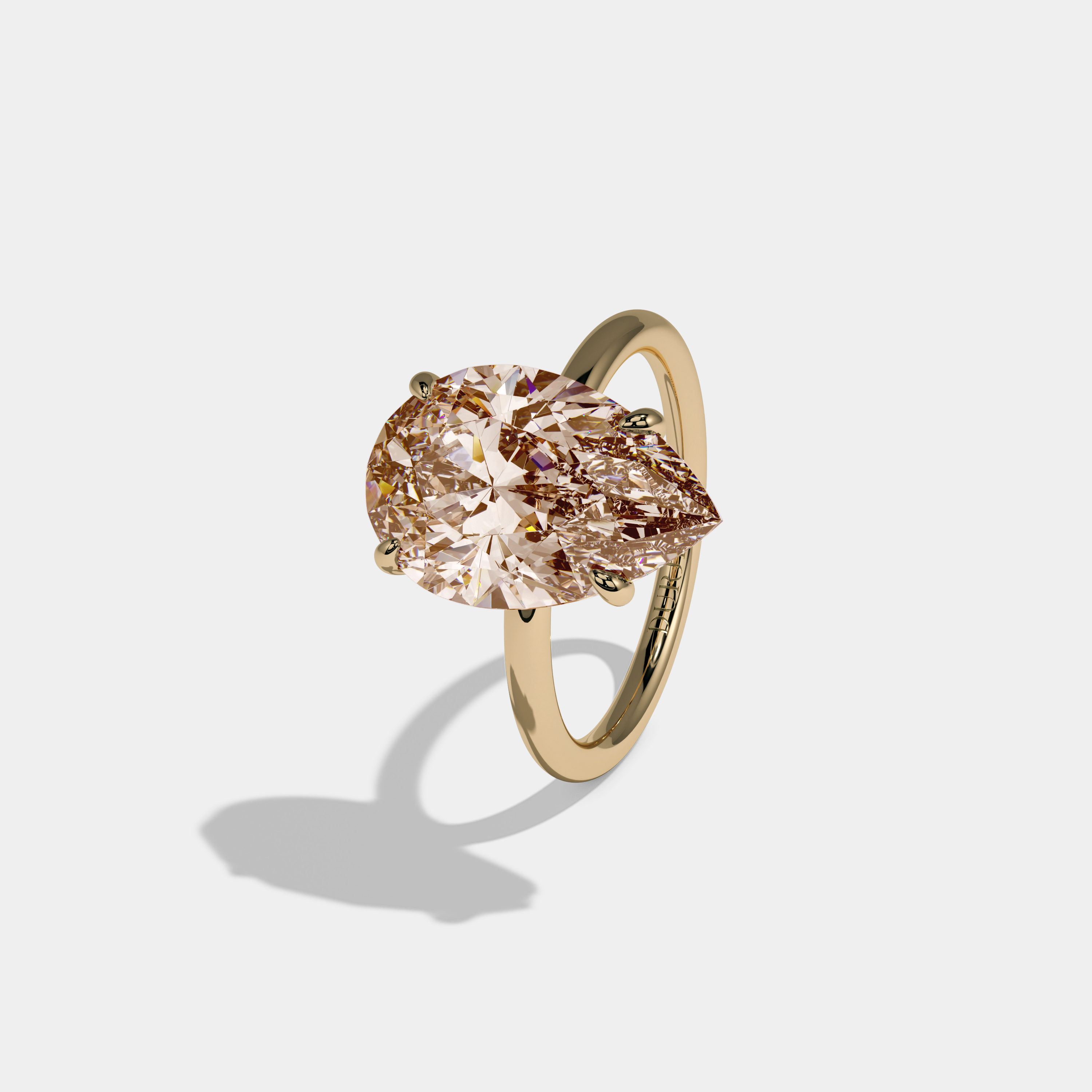Victoria Fancy Champagne Brown Pear Cut Diamond Plain Band Engagement Ring 6ct 18K Yellow Gold