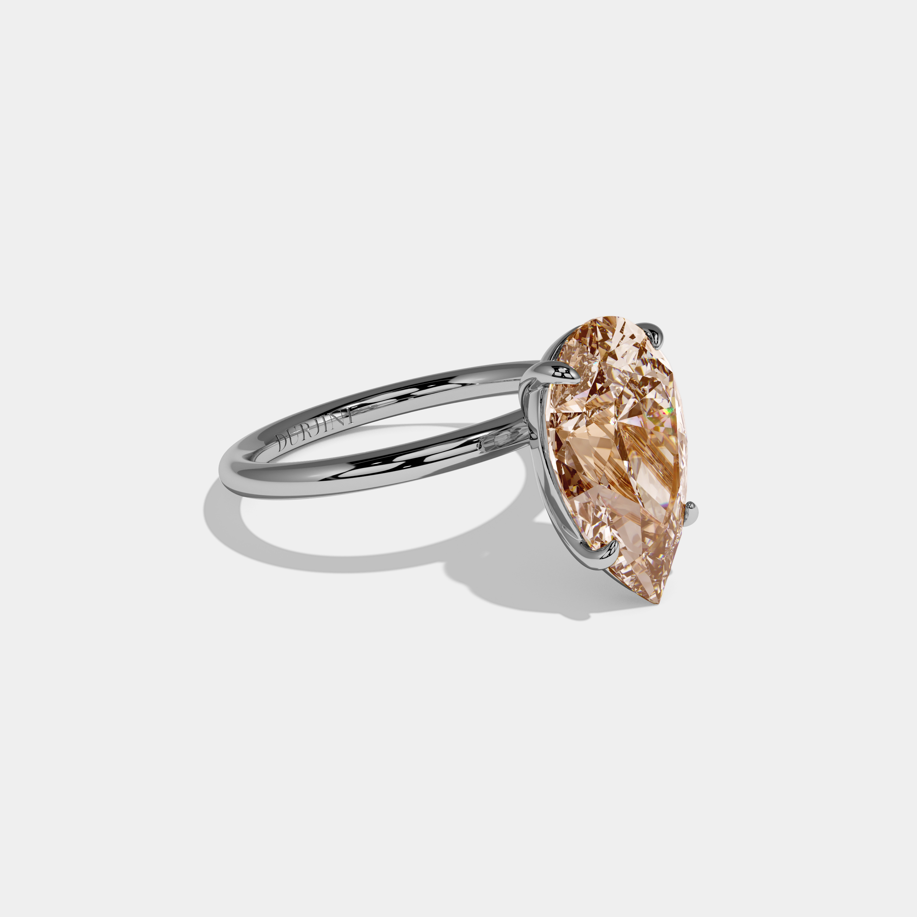 Elizabeth Fancy Champagne Brown Pear Cut Diamond Plain Band Engagement Ring 6ct 18K White Gold