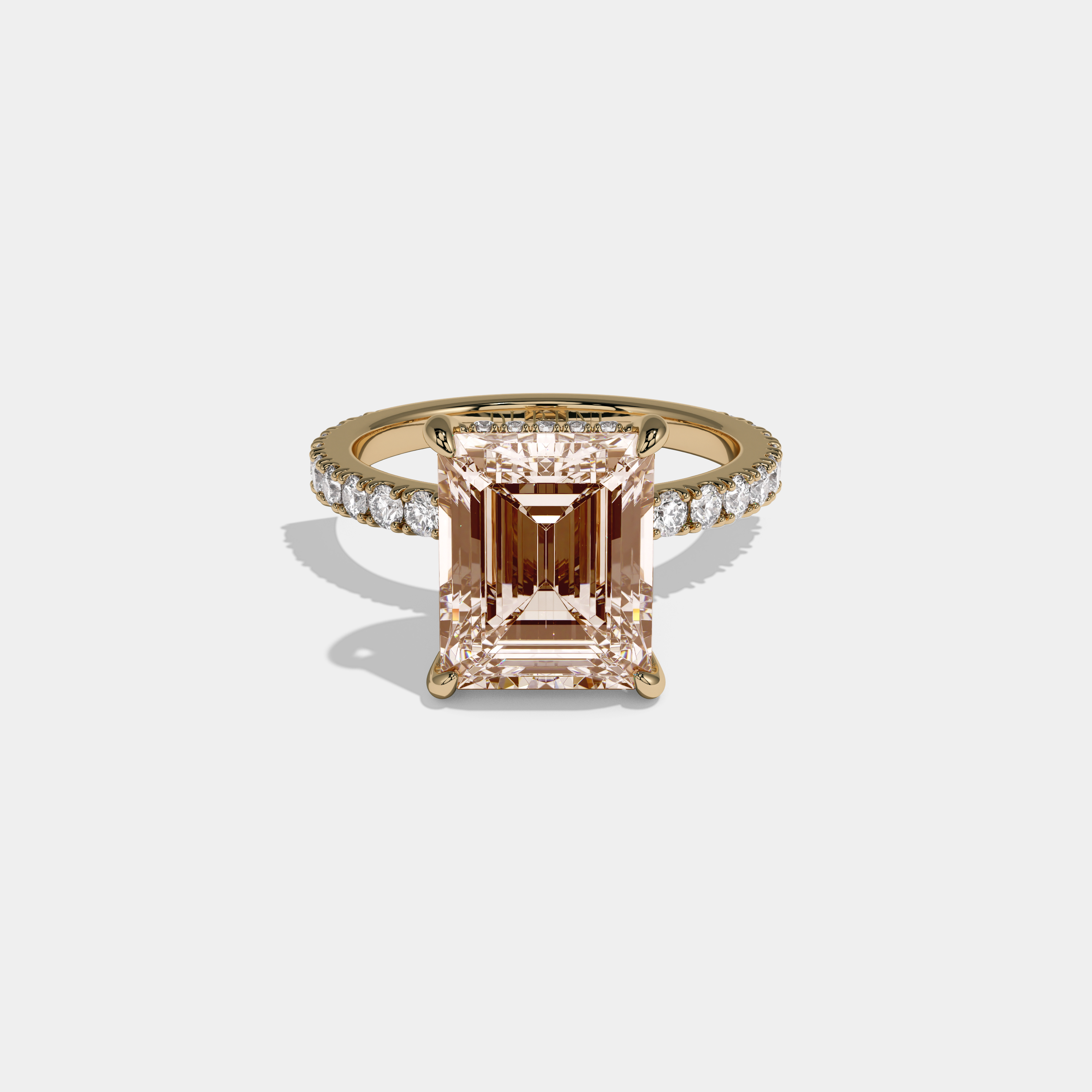 Philippa Fancy Champagne Brown Emerald Cut Diamond Band Engagement Ring 7ct 18K Yellow Gold