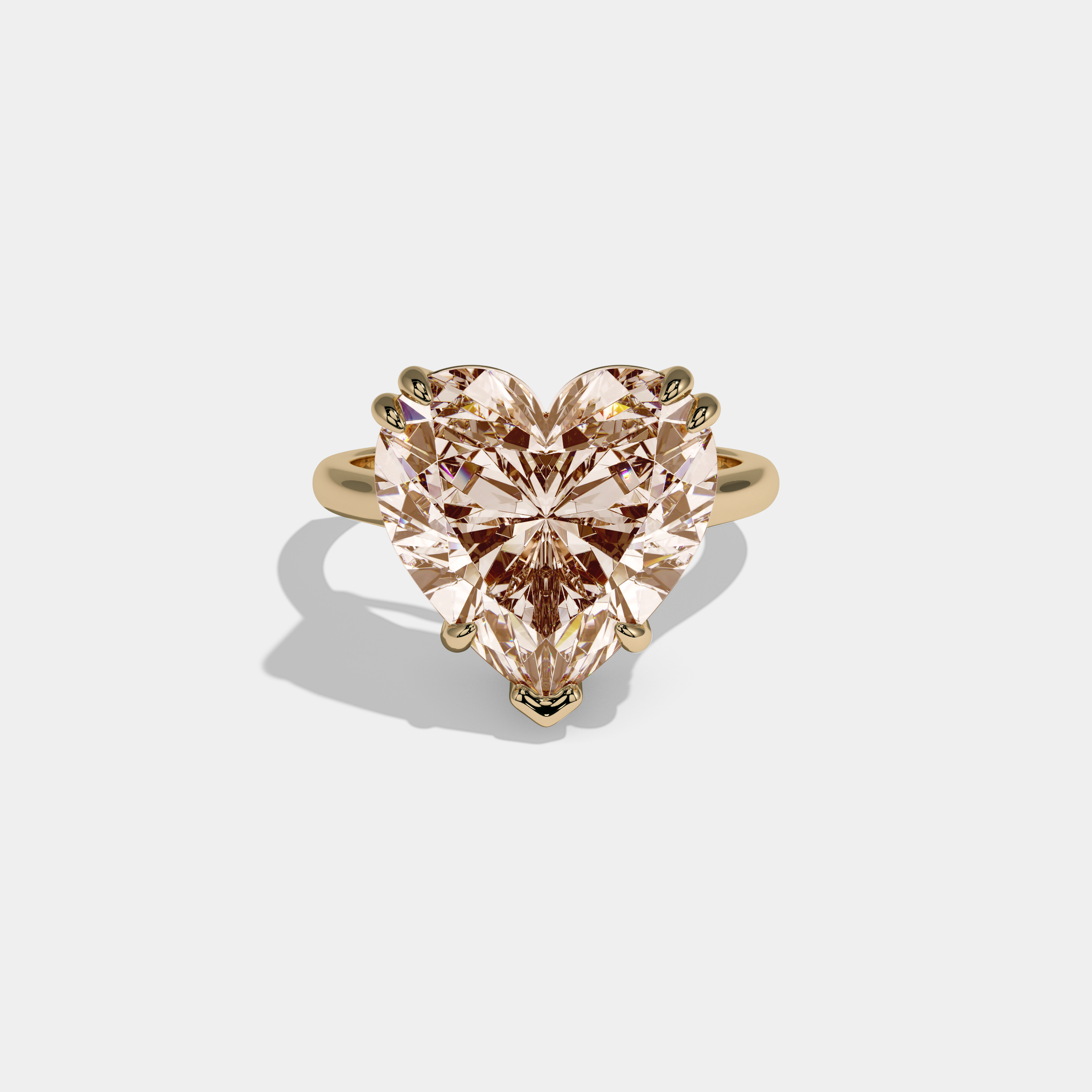 Alexandra Fancy Champagne Brown Heart Brilliant Cut Diamond Plain Band Engagement Ring 6ct 18K Yellow Gold