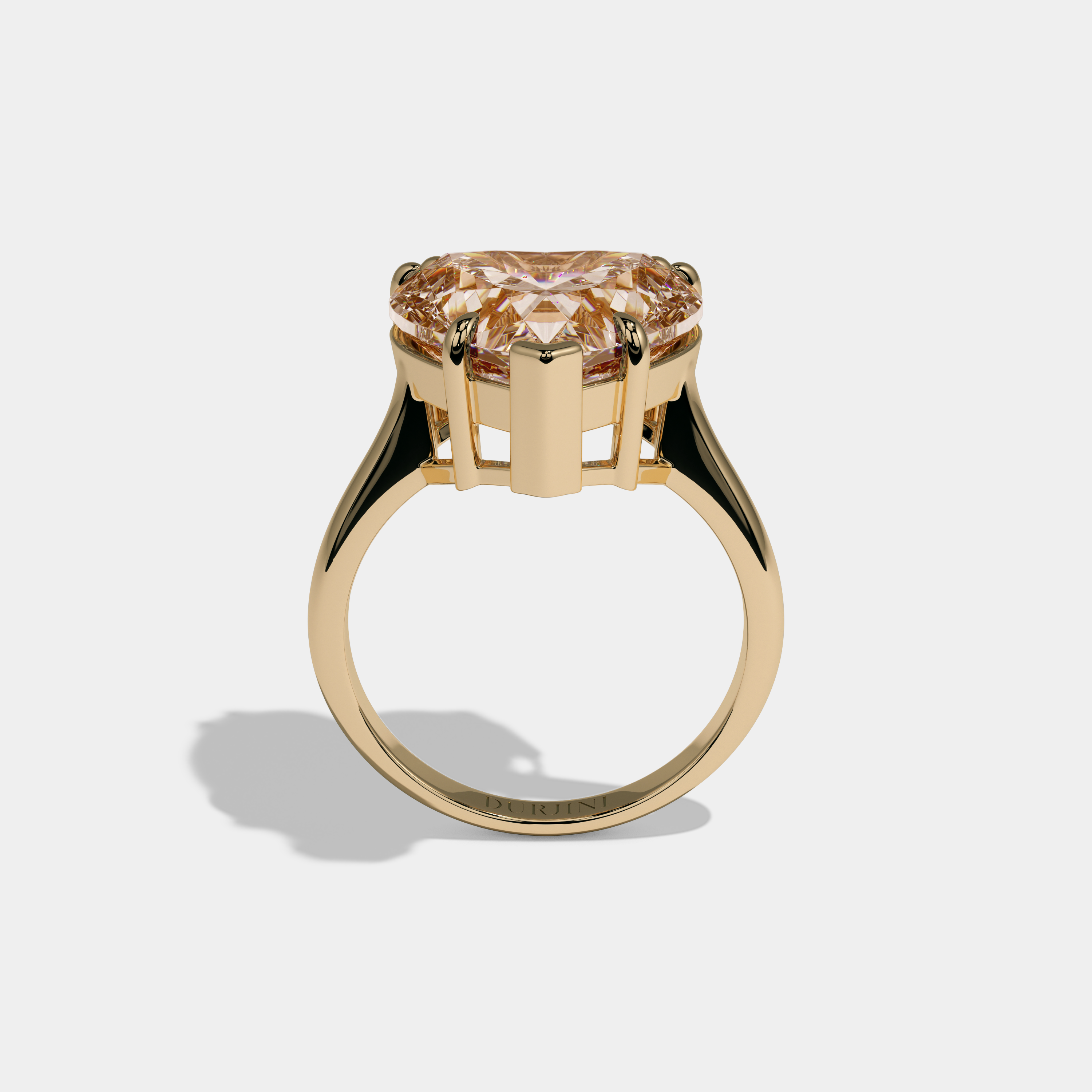 Alexandra Fancy Champagne Brown Heart Brilliant Cut Diamond Plain Band Engagement Ring 6ct 18K Yellow Gold