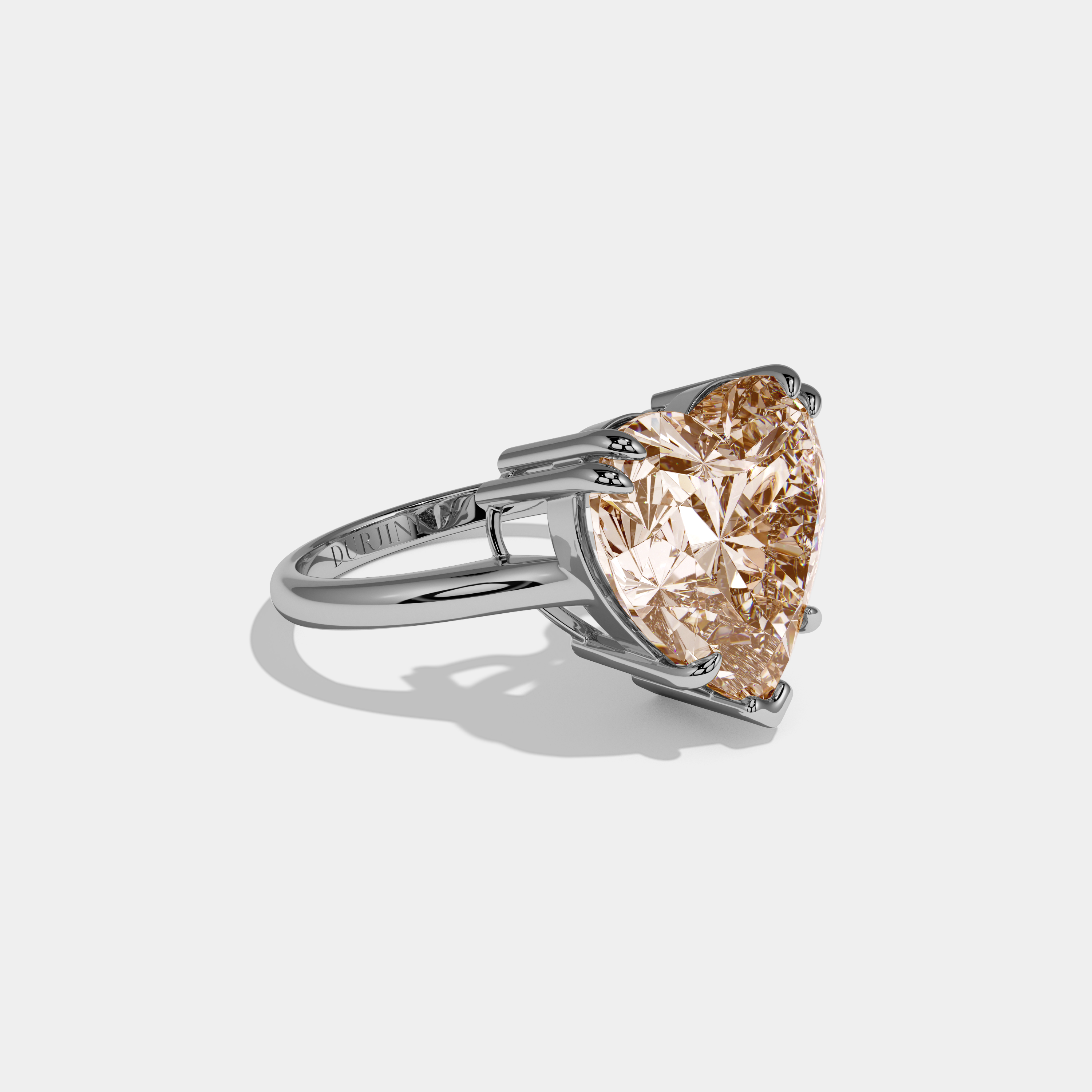 Elizabeth Fancy Champagne Brown Heart Brilliant Cut Diamond Plain Band Engagement Ring 6ct 18K White Gold