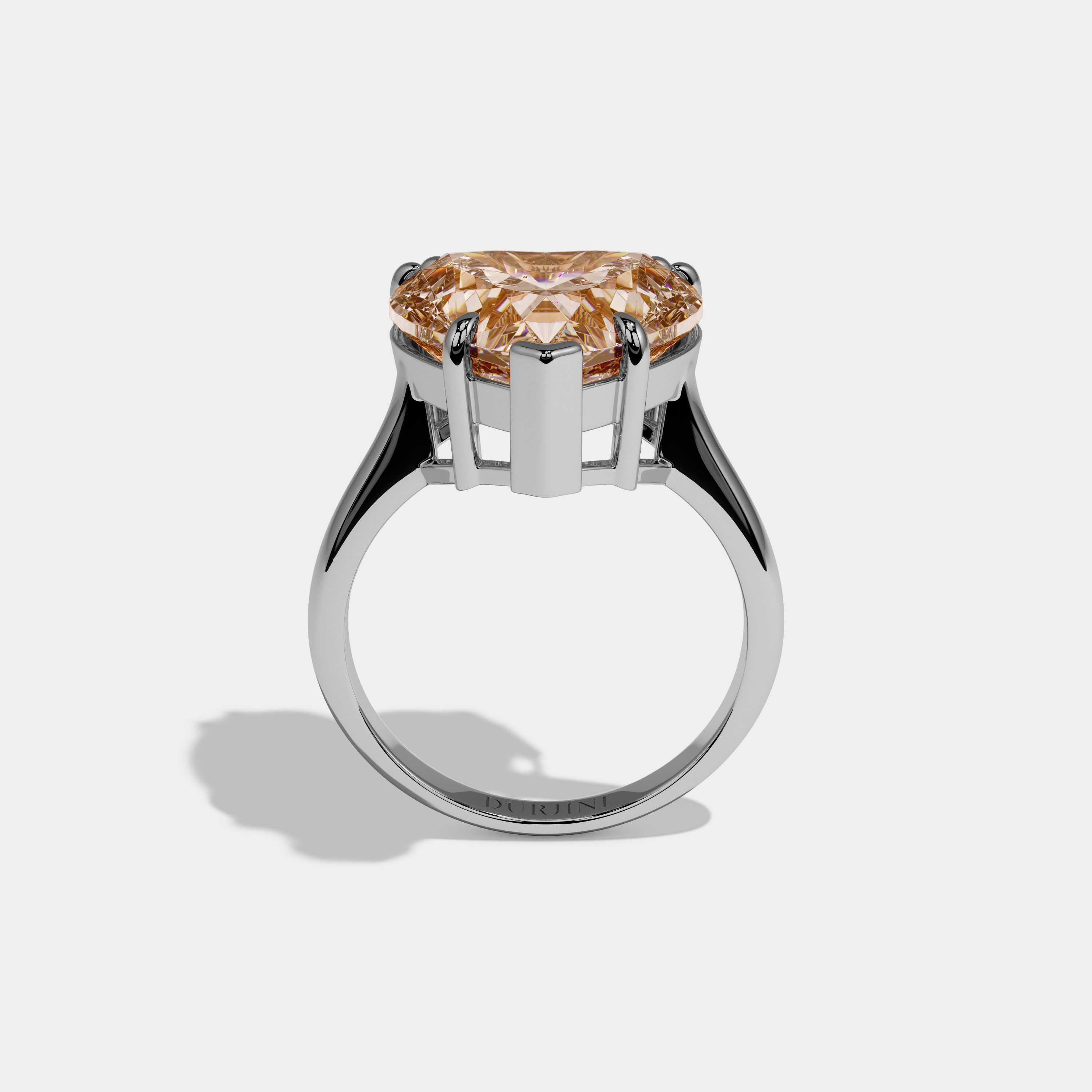 Elizabeth Fancy Champagne Brown Heart Brilliant Cut Diamond Plain Band Engagement Ring 6ct 18K White Gold