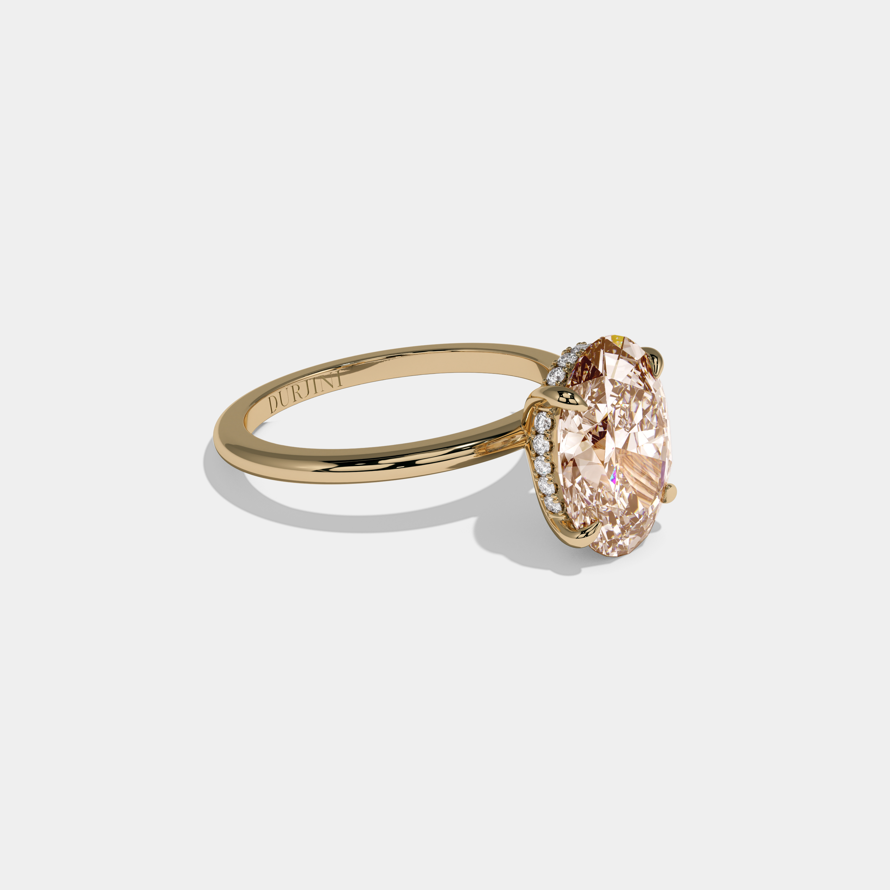 Mary Fancy Champagne Brown Oval Cut Diamond Plain Band Engagement Ring 6.5ct 18K Yellow Gold