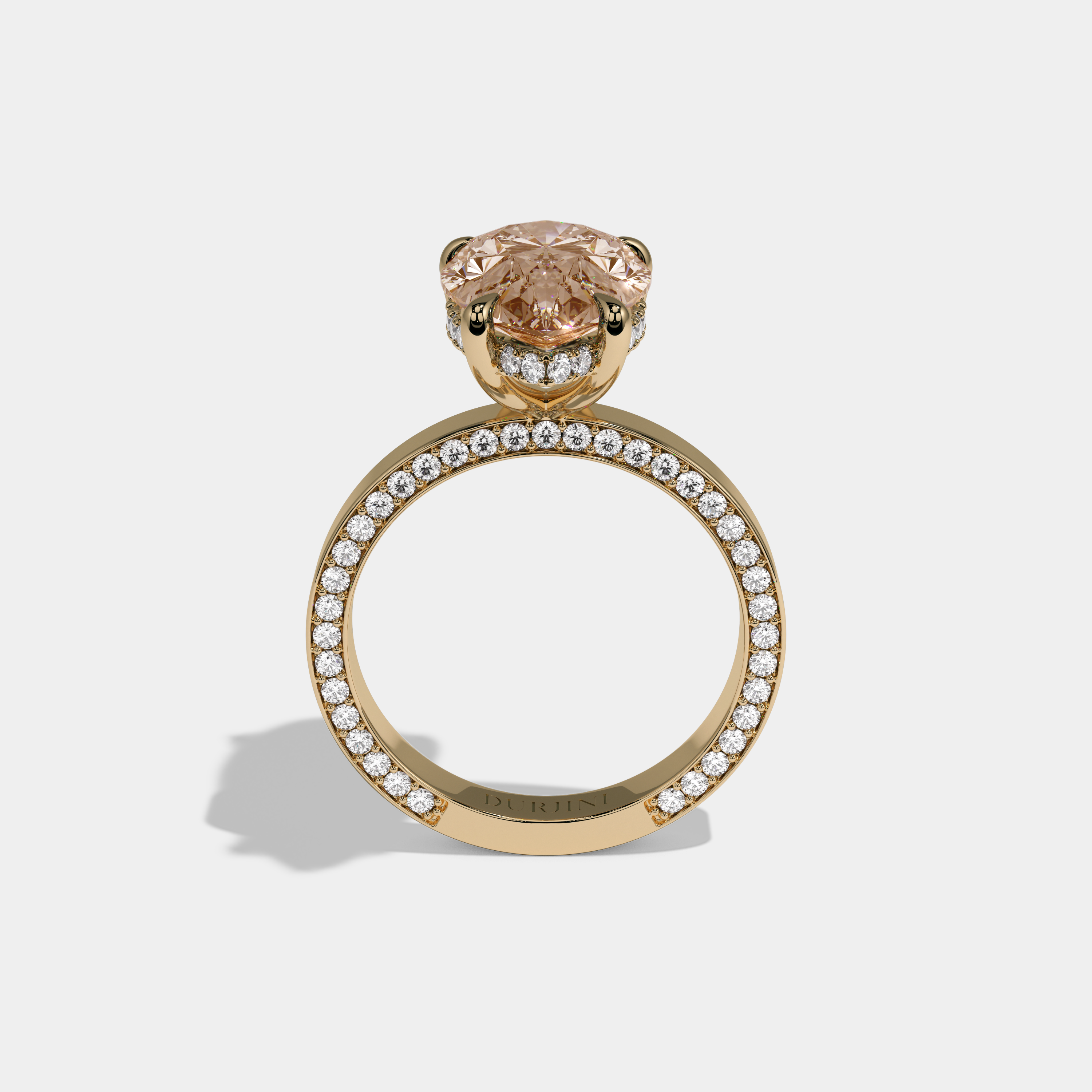 Louise Fancy Champagne Brown Pear Cut Diamond Hidden Band Engagement Ring 6ct 18K Yellow Gold