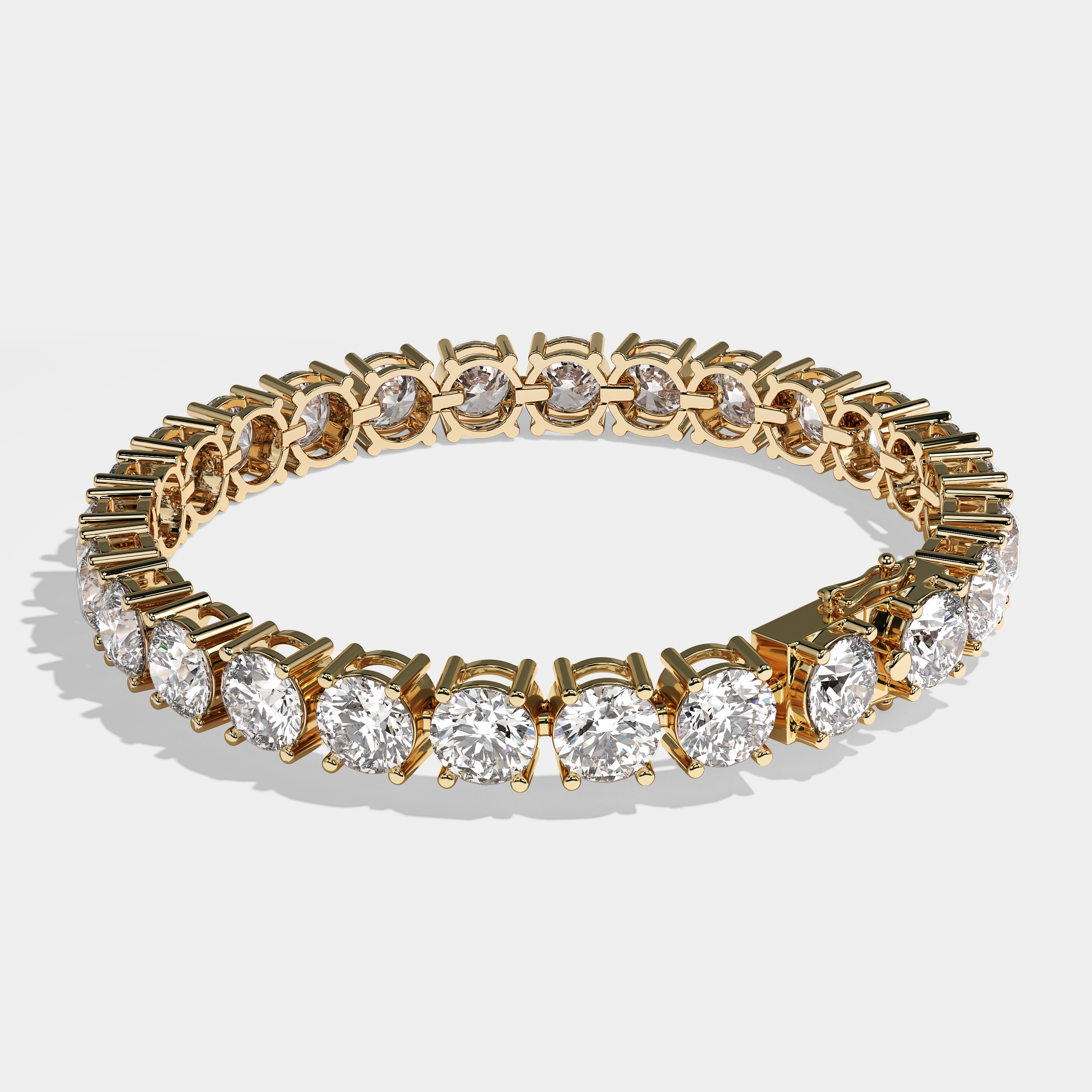 Twin Diamond Round Brilliant Tennis Bracelet 3MM 18K Yellow Gold 4.00ct