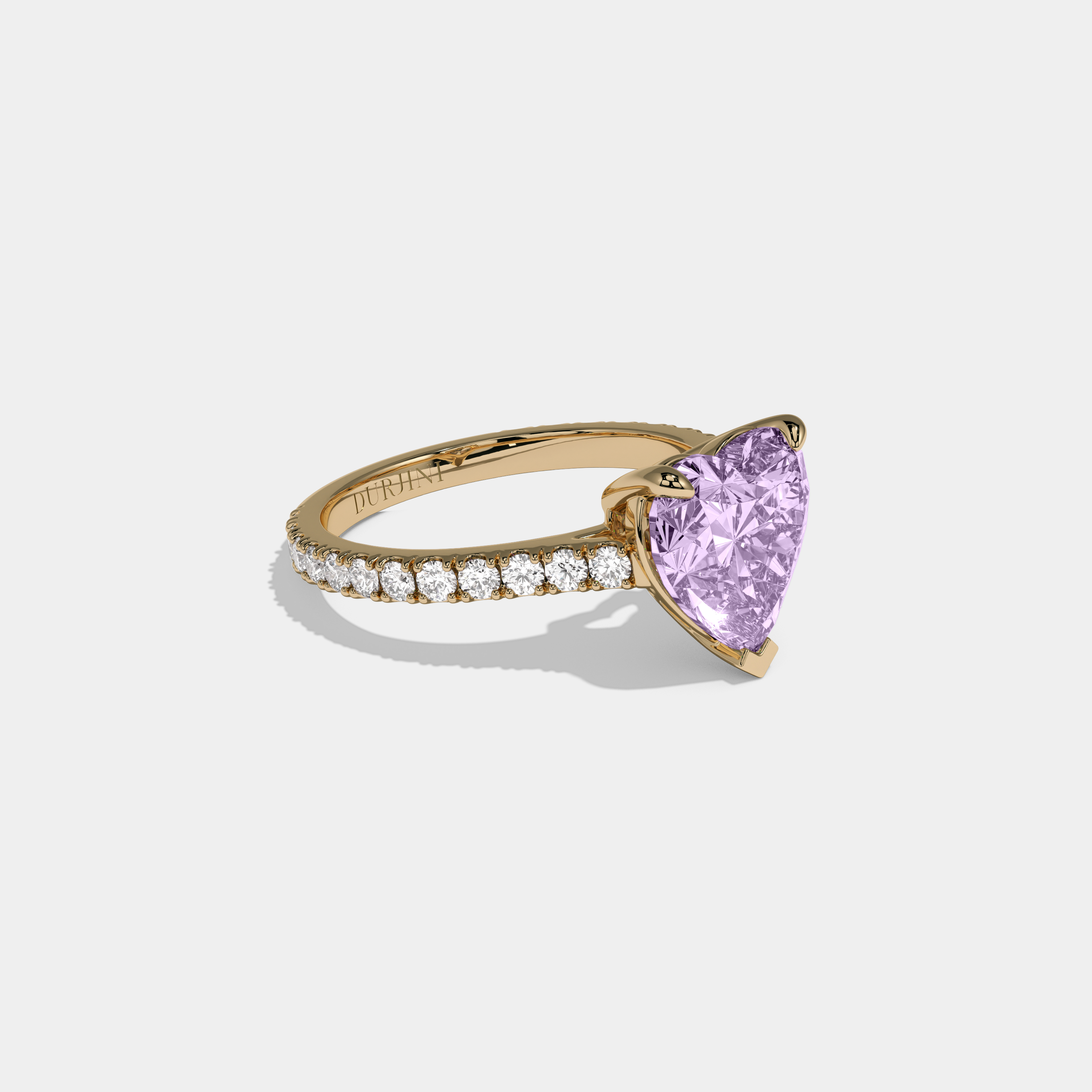 Eugenie Fancy Purple Heart Cut Diamond Engagement Ring 7ct 18K Yellow Gold