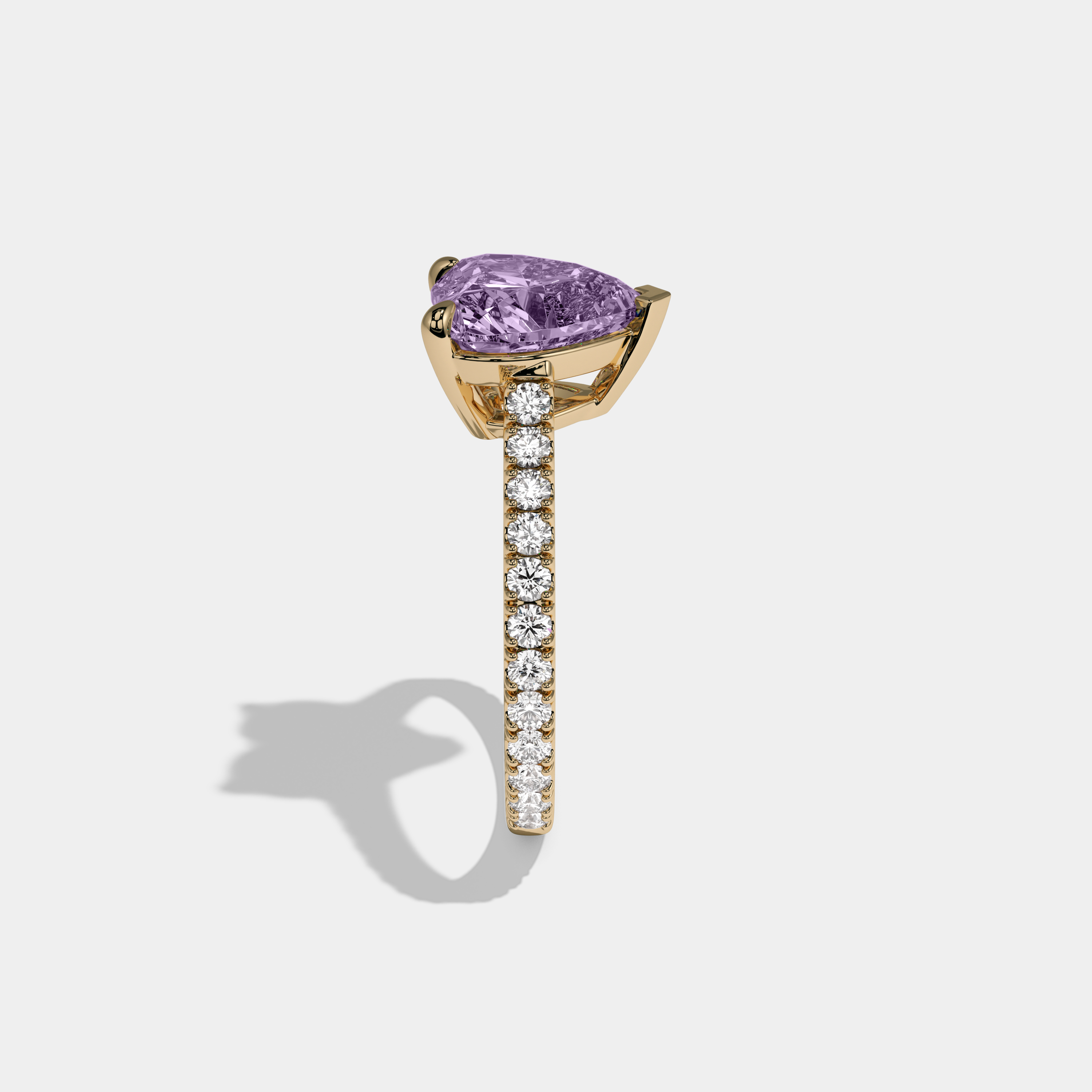 Eugenie Fancy Purple Heart Cut Diamond Engagement Ring 7ct 18K Yellow Gold