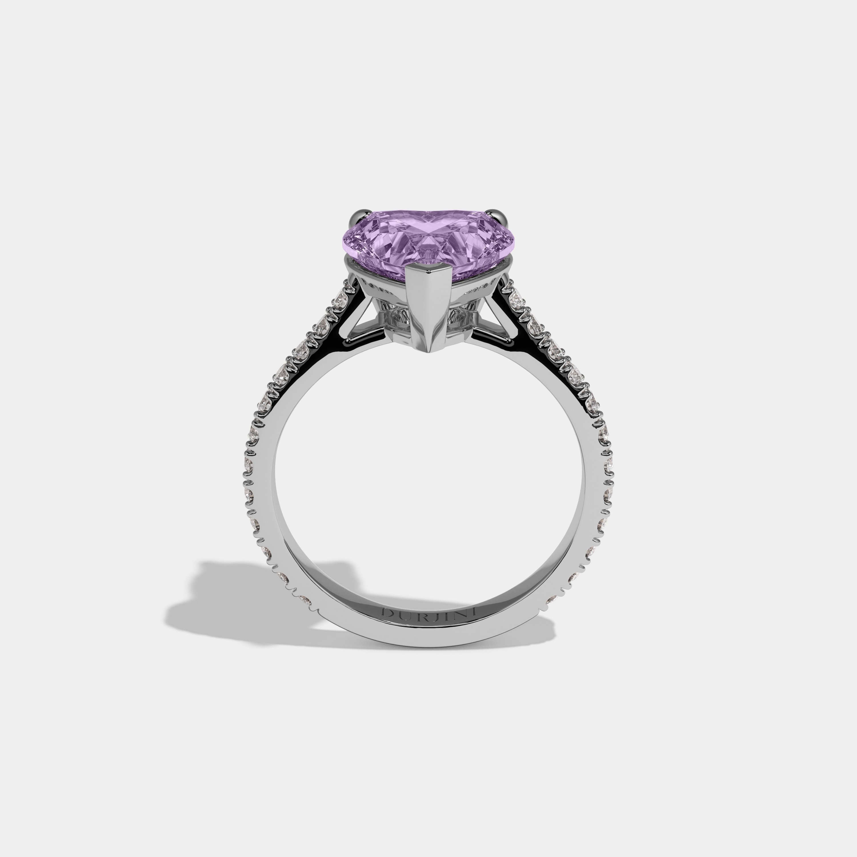 Matilda Fancy Purple Heart Cut Diamond Engagement Ring 7ct 18K White Gold