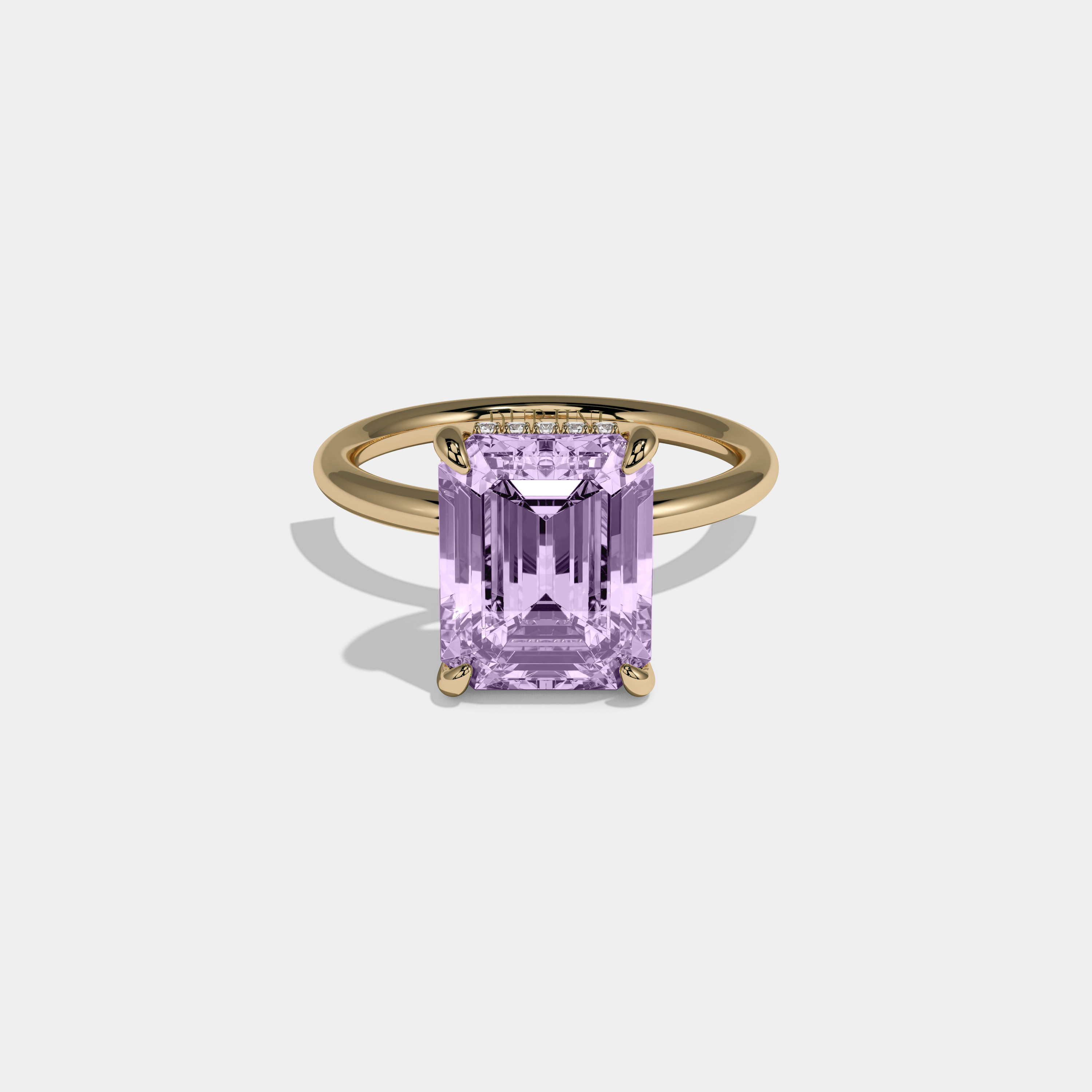 Margaret Fancy Purple Emerald Cut Diamond Plain Band Engagement Ring 6.50ct 18k Yellow Gold