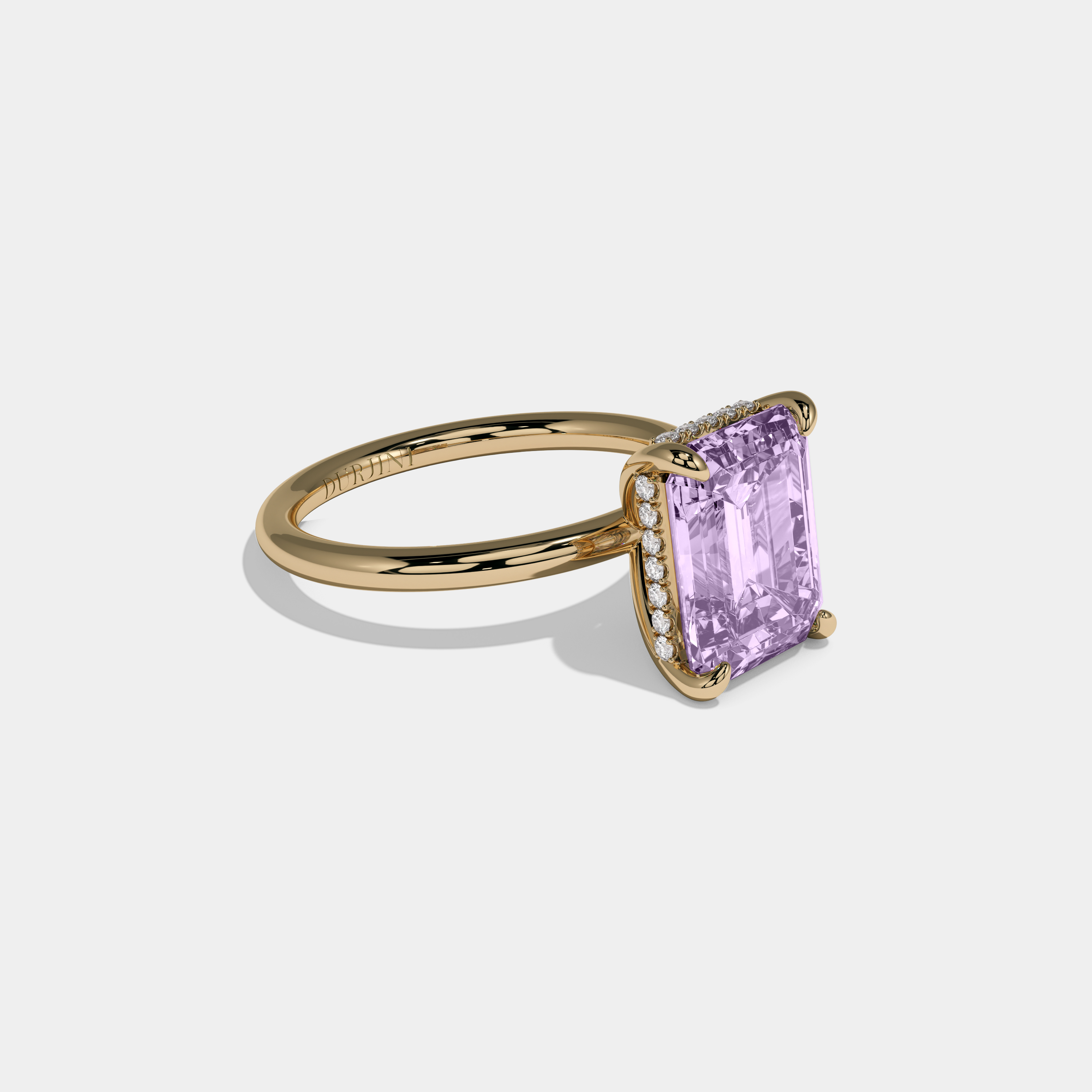 Margaret Fancy Purple Emerald Cut Diamond Plain Band Engagement Ring 6.50ct 18k Yellow Gold