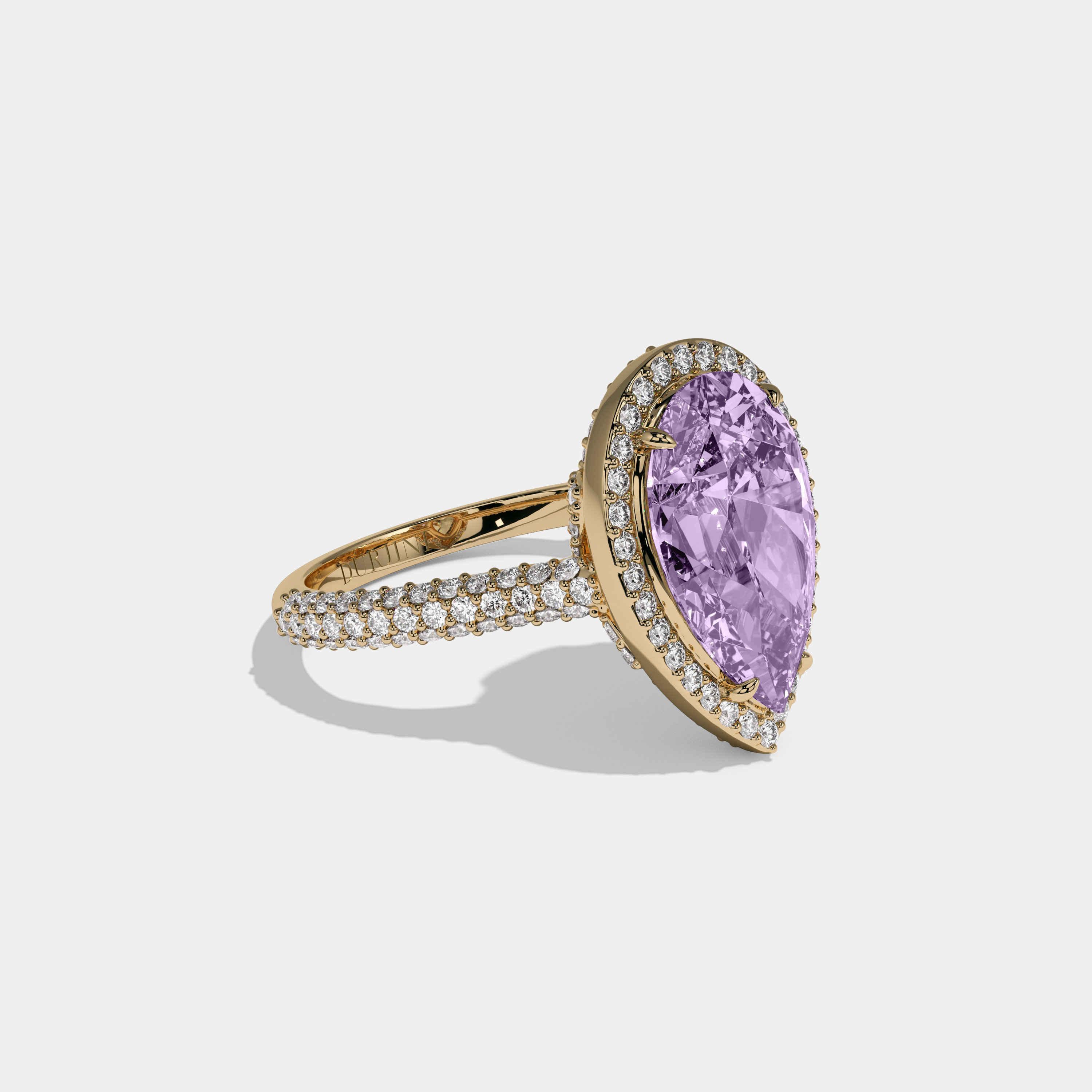 Margaret Fancy Purple Pear Cut Diamond Band Engagement Ring 8ct 18k Yellow Gold