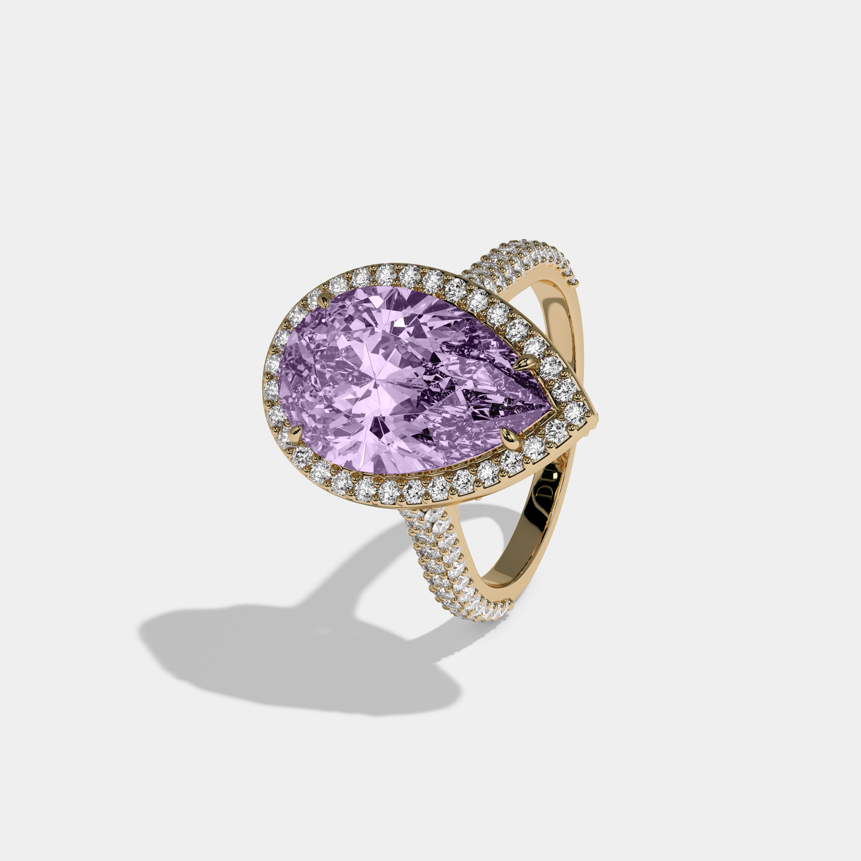 Margaret Fancy Purple Pear Cut Diamond Band Engagement Ring 8ct 18k Yellow Gold