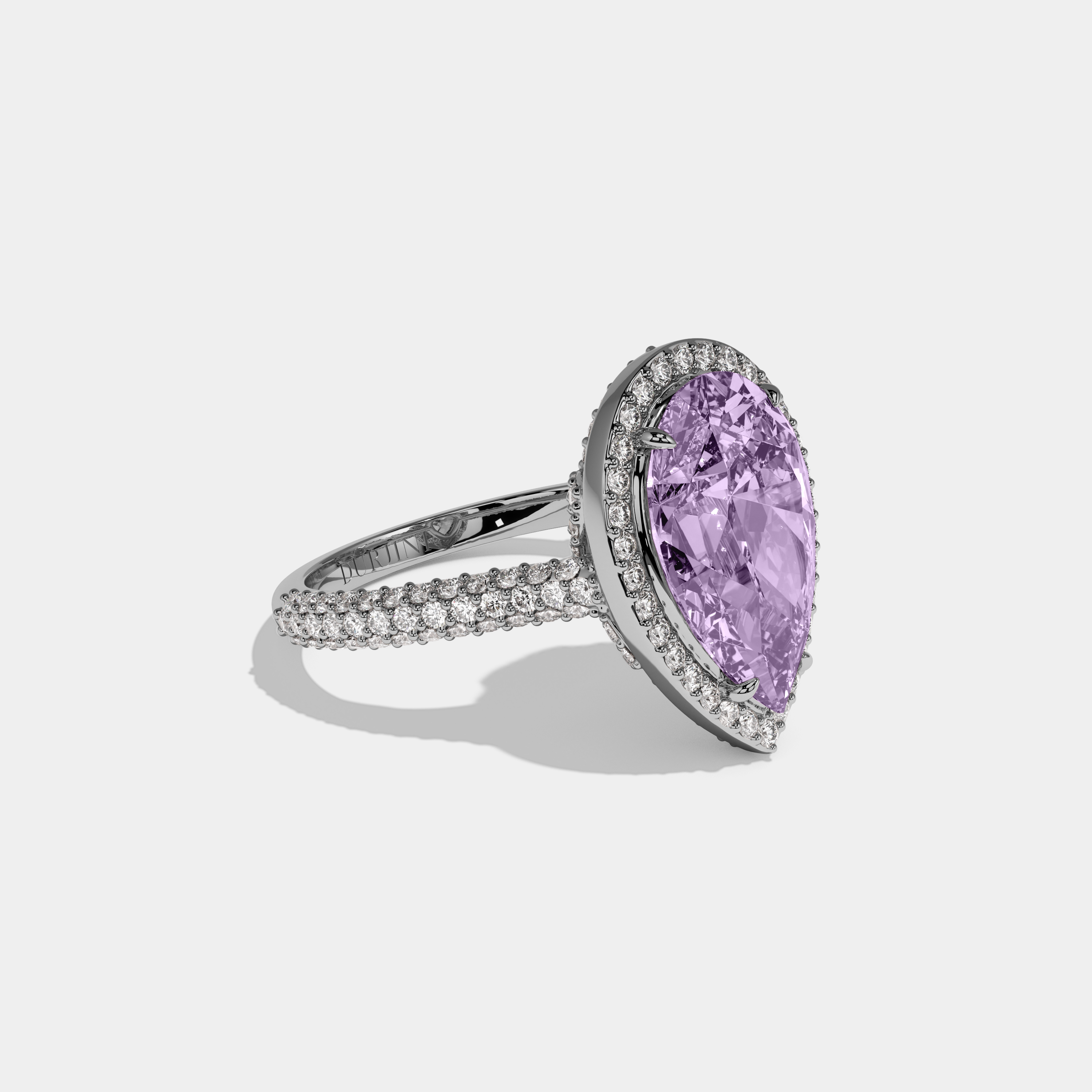Elizabeth Fancy Purple Pear Cut Diamond Band Engagement Ring 8ct 18k White Gold