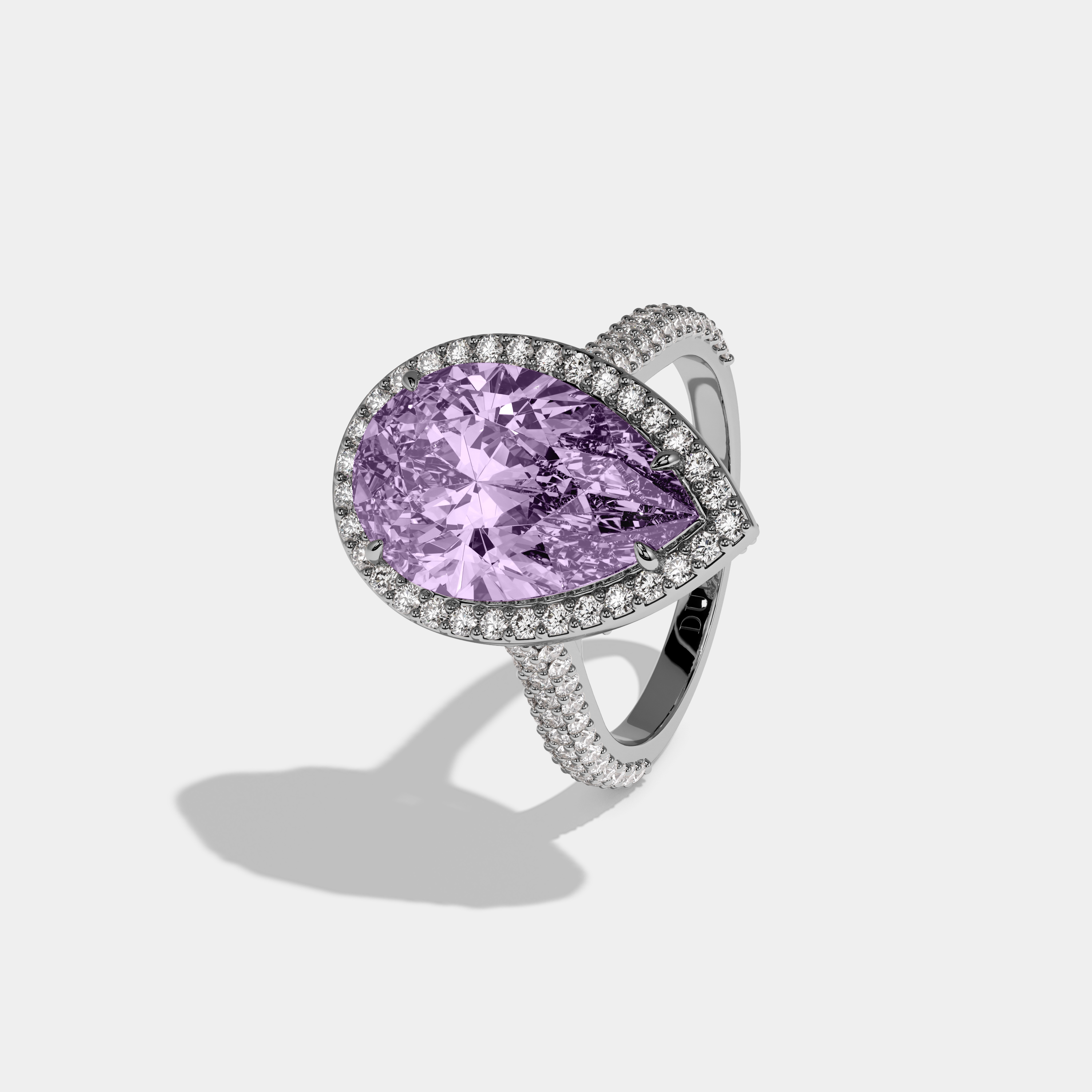 Elizabeth Fancy Purple Pear Cut Diamond Band Engagement Ring 8ct 18k White Gold