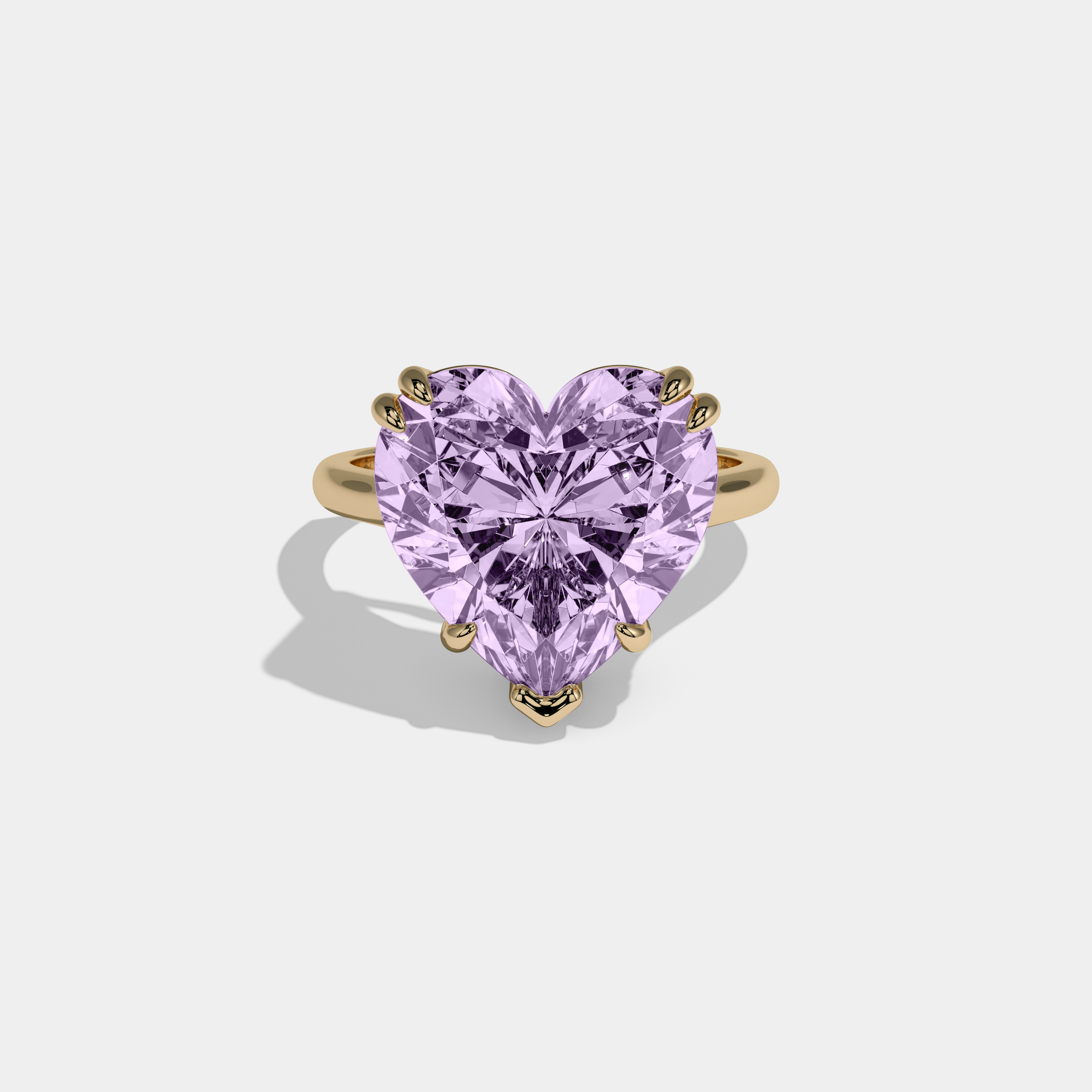 Catherine Fancy Purple Heart Brilliant Cut Diamond Plain Band Engagement Ring 6ct 18K Yellow Gold