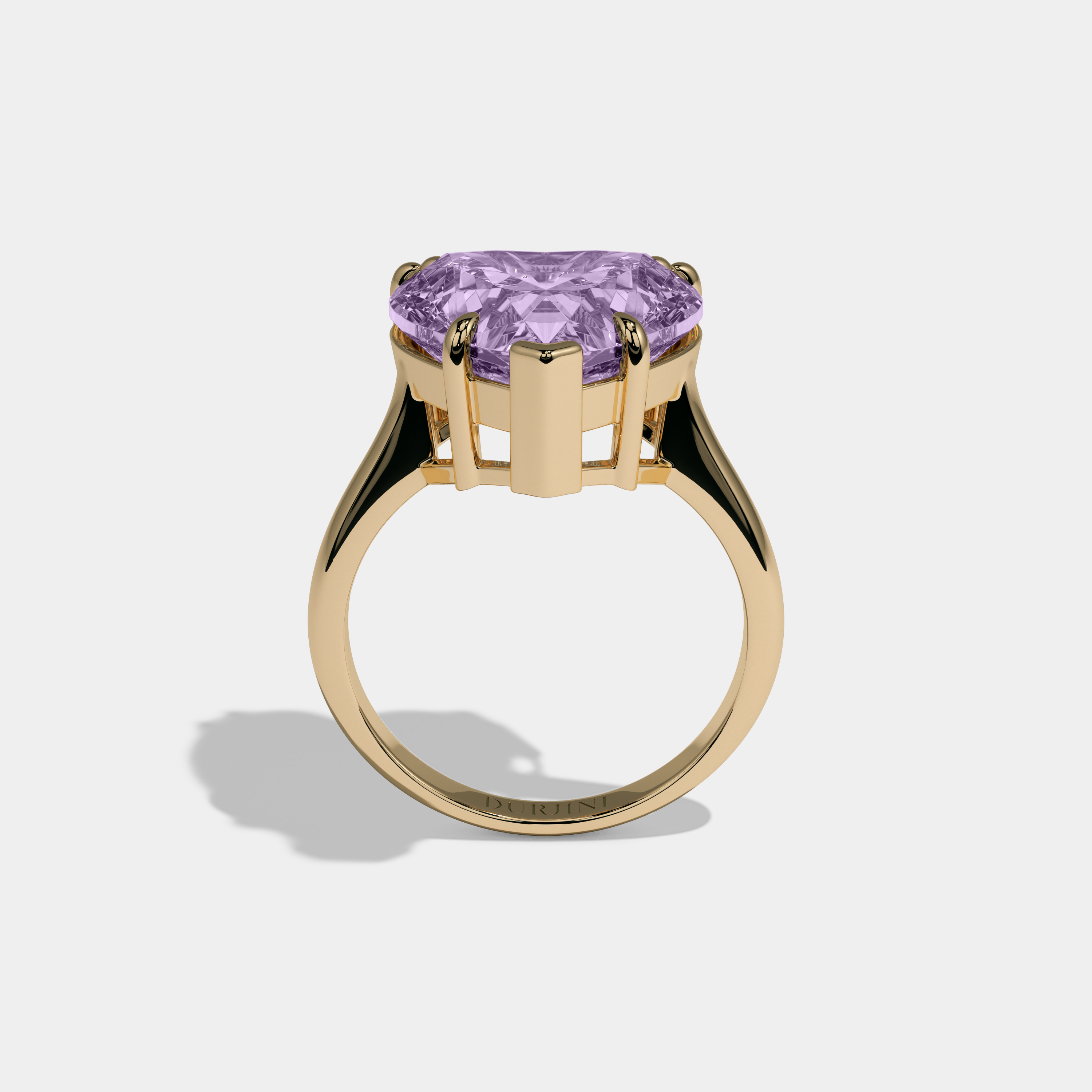 Catherine Fancy Purple Heart Brilliant Cut Diamond Plain Band Engagement Ring 6ct 18K Yellow Gold