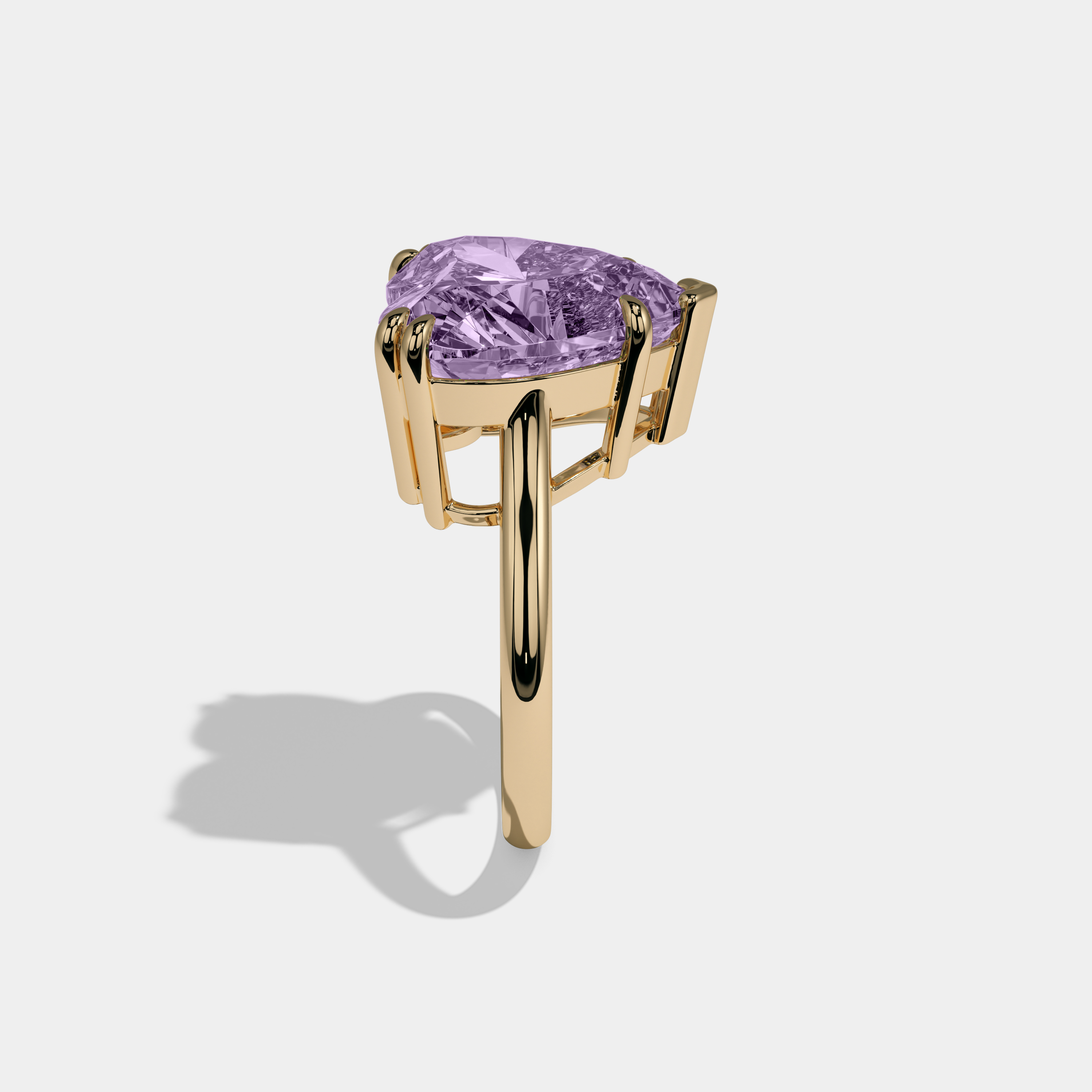 Catherine Fancy Purple Heart Brilliant Cut Diamond Plain Band Engagement Ring 6ct 18K Yellow Gold