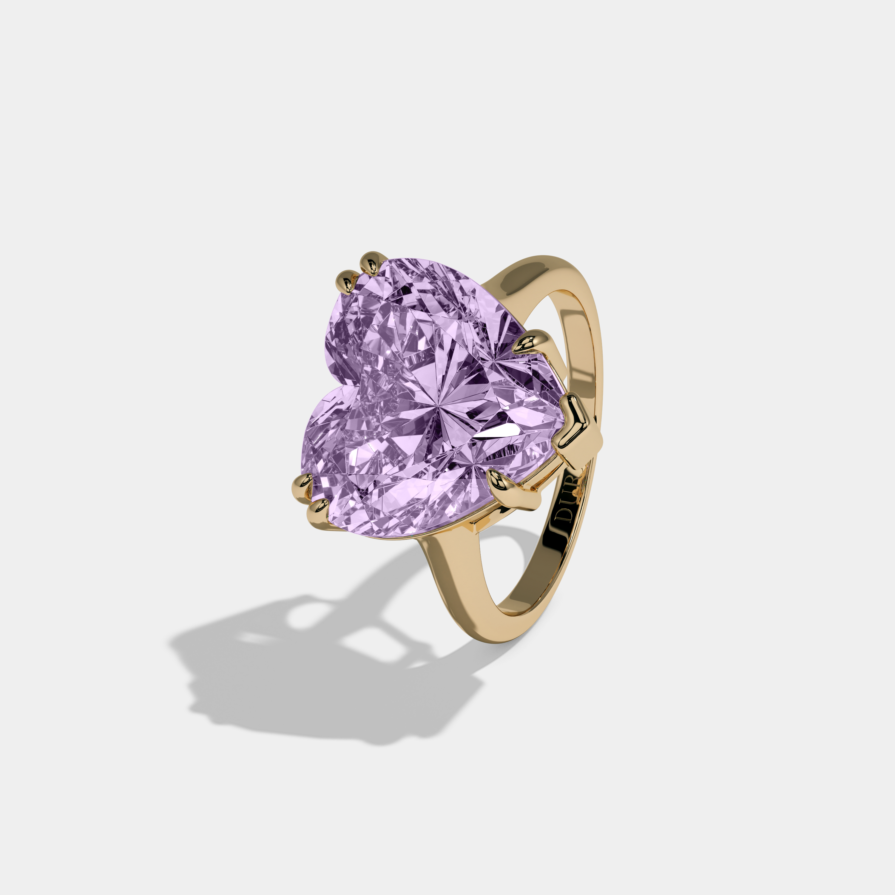 Catherine Fancy Purple Heart Brilliant Cut Diamond Plain Band Engagement Ring 6ct 18K Yellow Gold