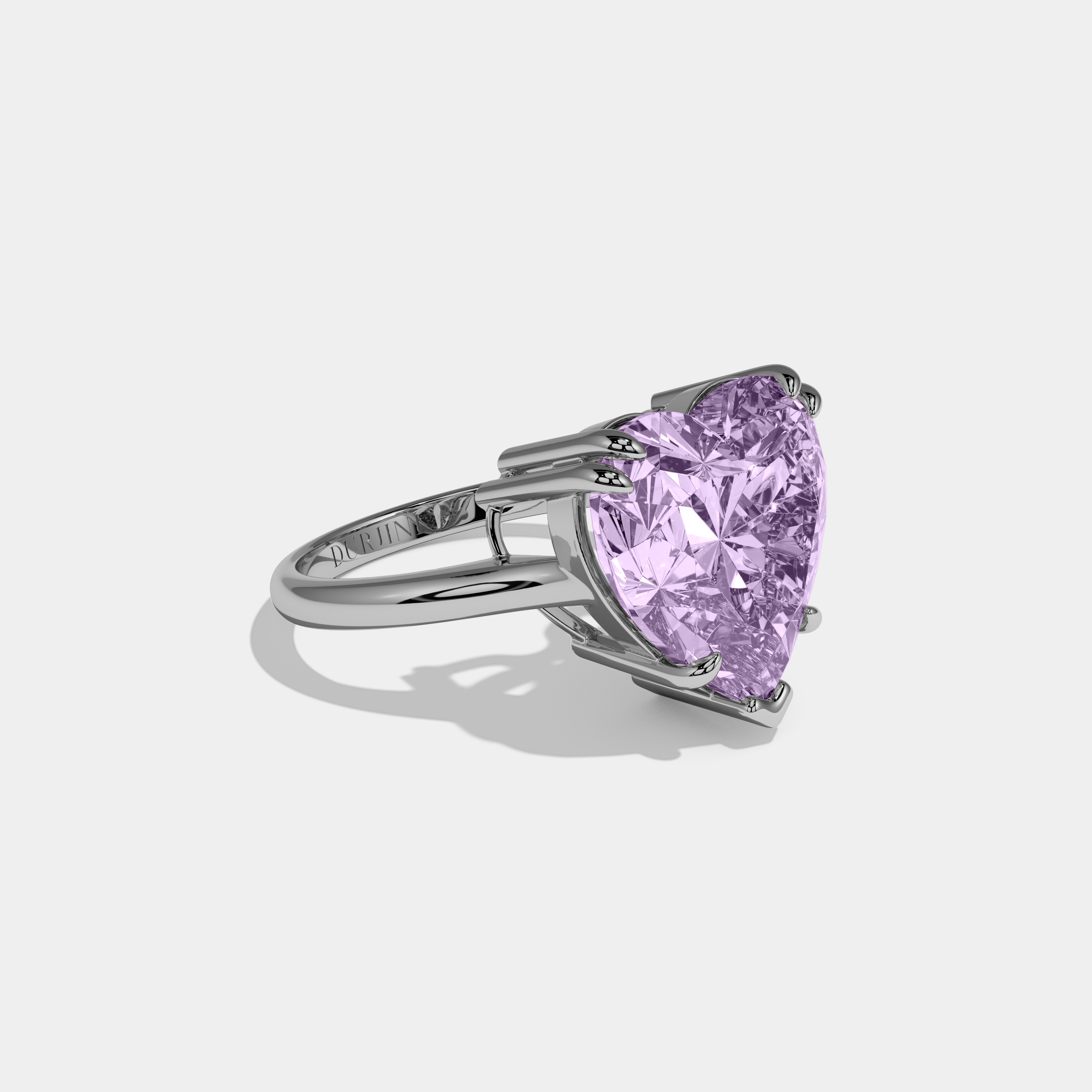 Alice Fancy Purple Heart Brilliant Cut Diamond Plain Band Engagement Ring 6ct 18K White Gold
