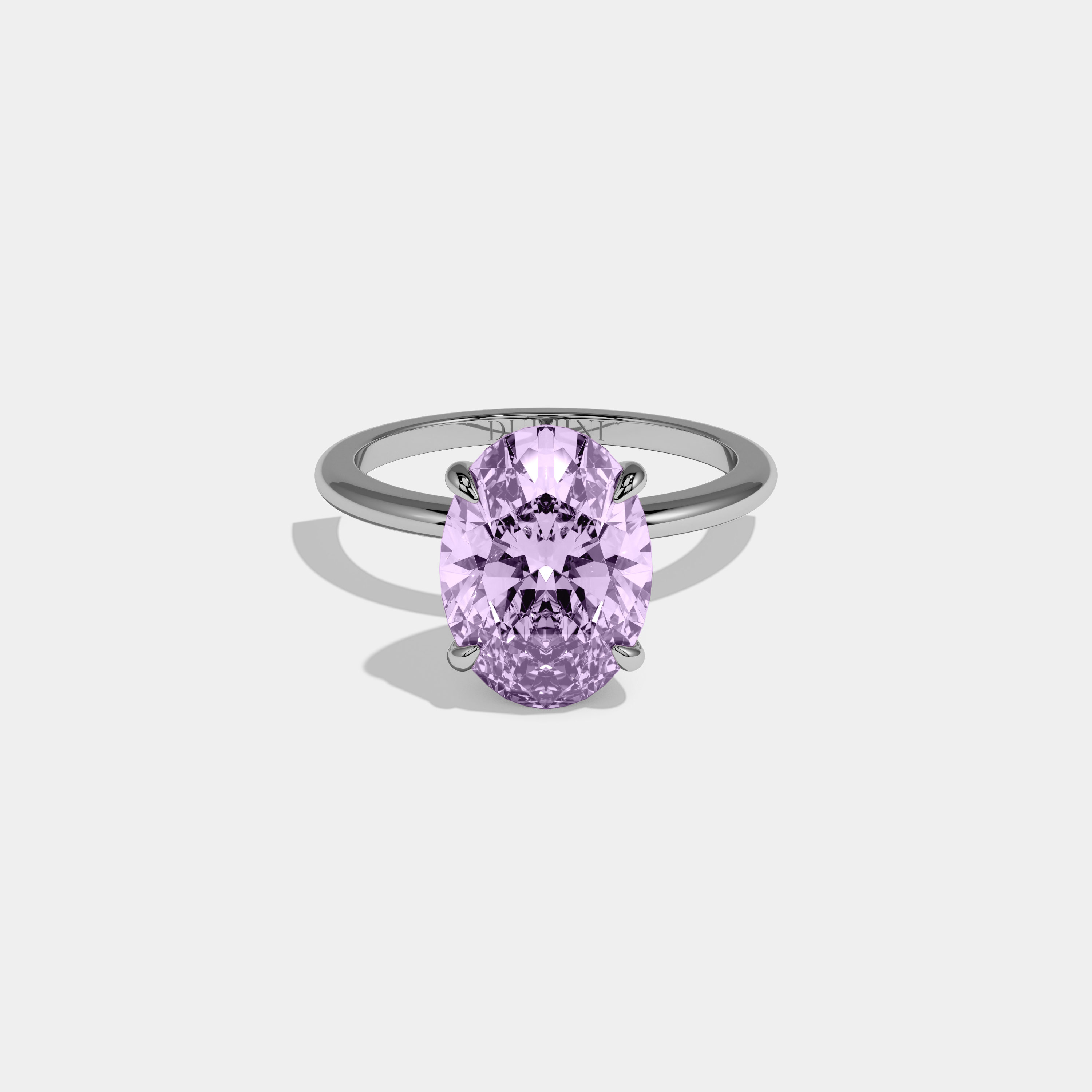 Victoria Fancy Purple Oval Cut Diamond Plain Band Engagement Ring 6.5ct 18K White Gold