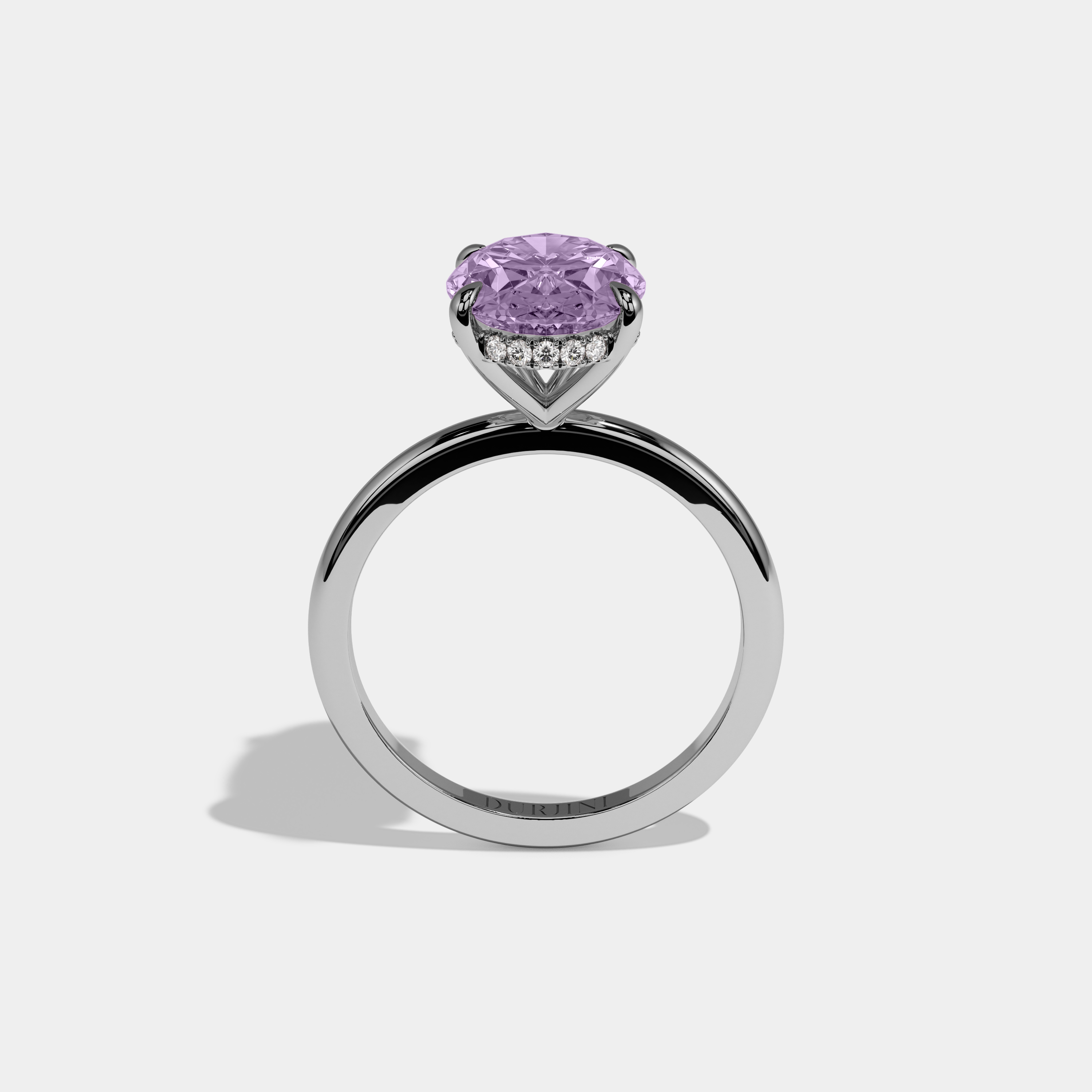 Victoria Fancy Purple Oval Cut Diamond Plain Band Engagement Ring 6.5ct 18K White Gold