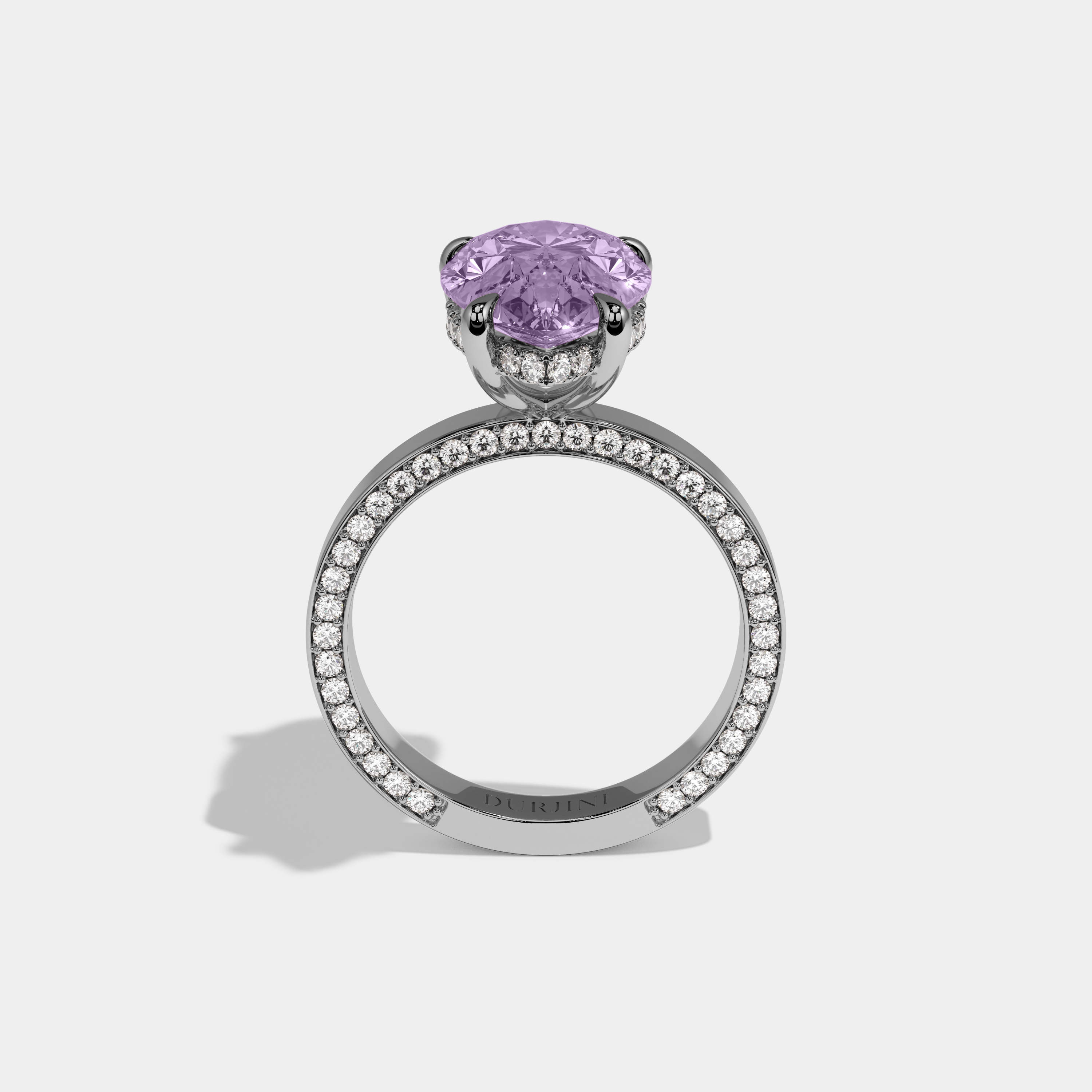 Alice Fancy Purple Pear Cut Diamond Hidden Band Engagement Ring 6ct 18K White Gold