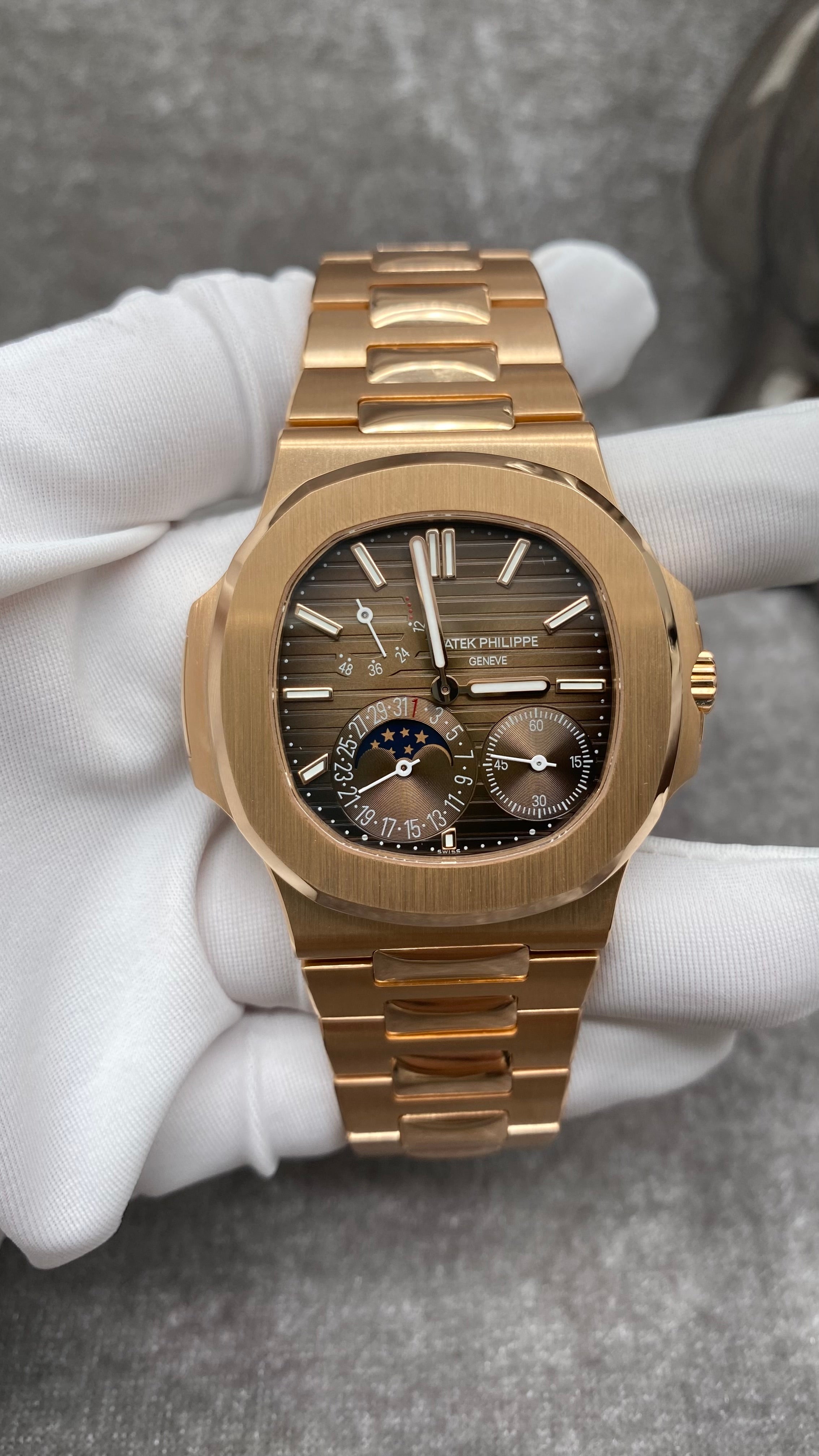 Original Patek Philippe Nautilus Rose Gold Moon Phases 5712/1R-001 Watch