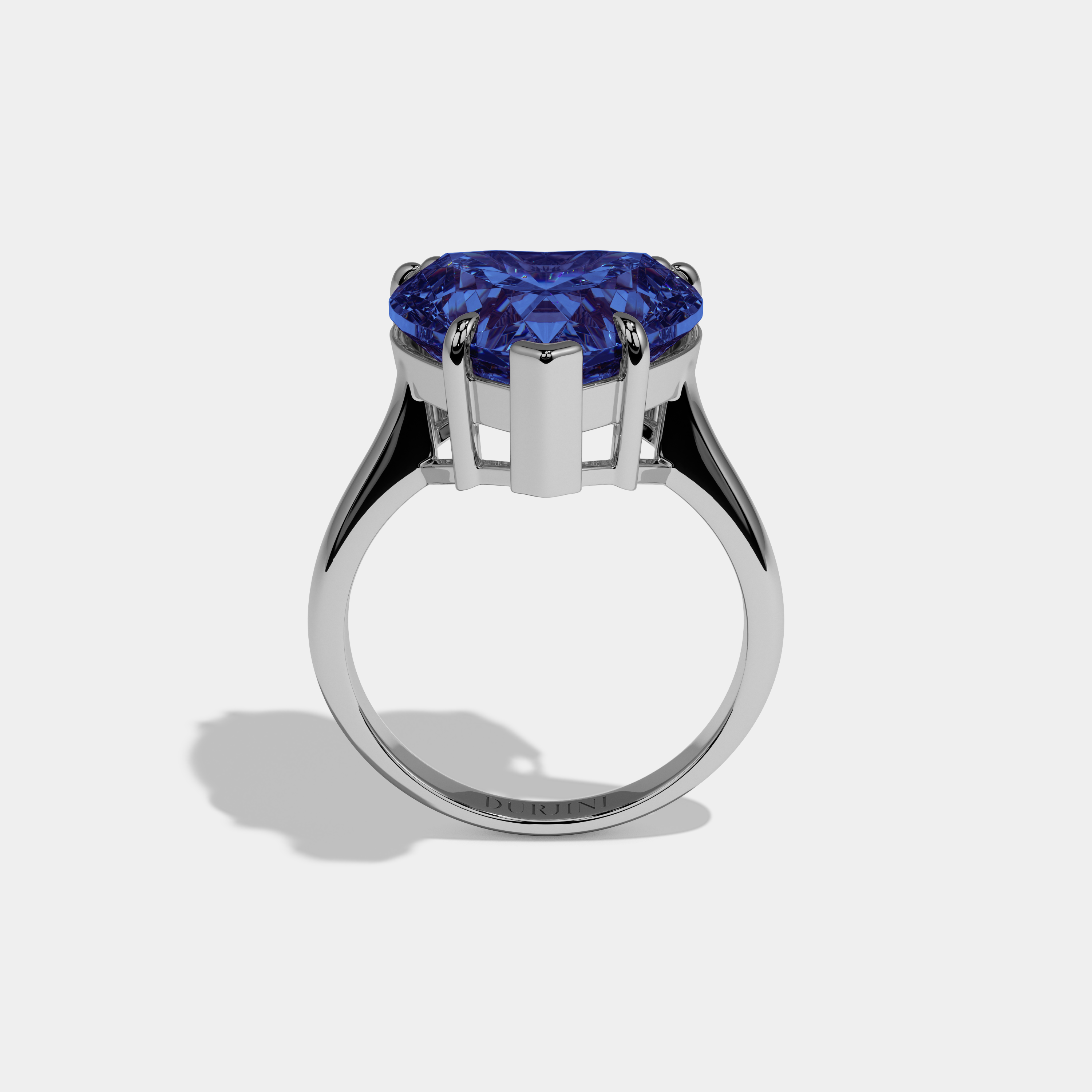 Louise Fancy Dark Blue Heart Brilliant Cut Diamond Plain Band Engagement Ring 6ct 18K White Gold