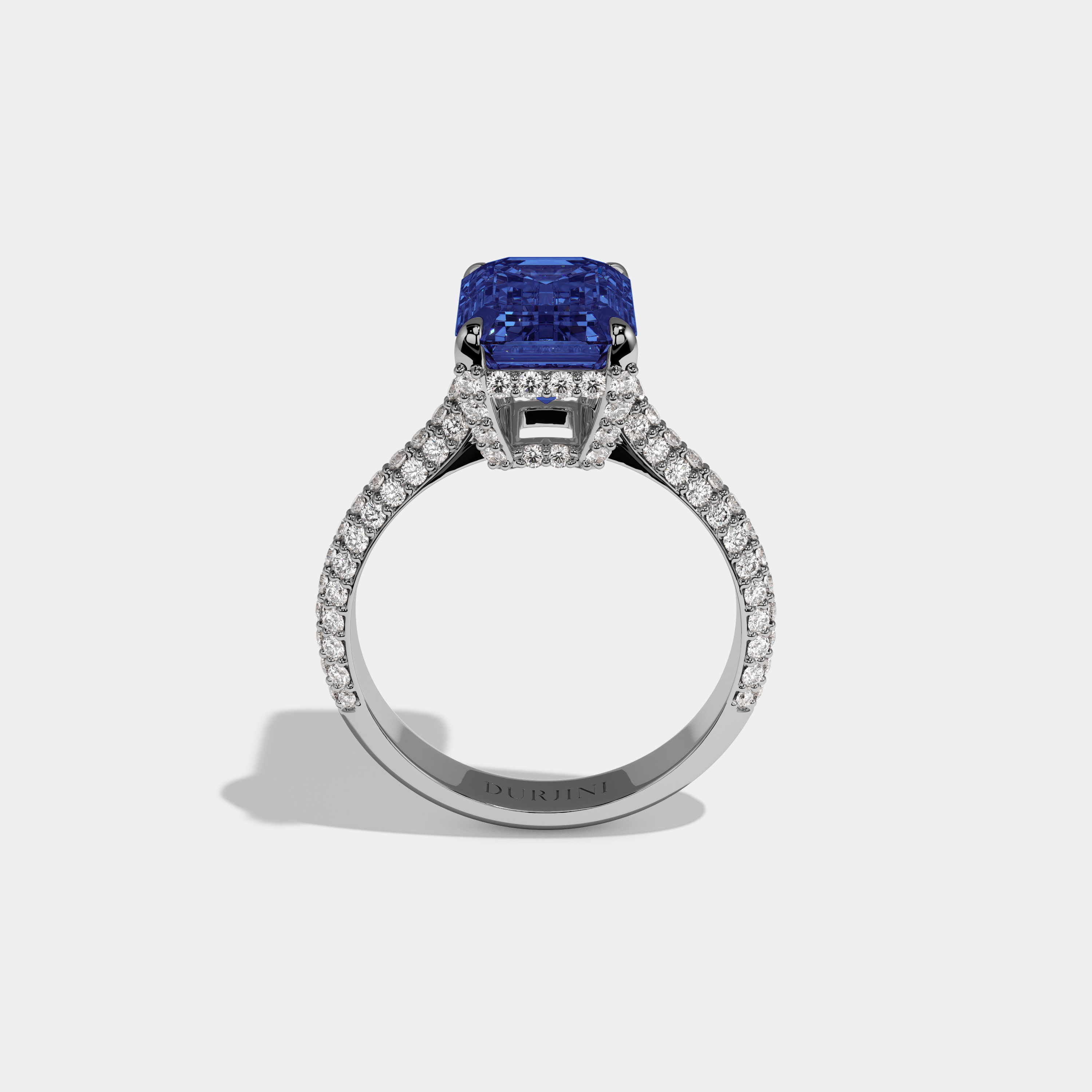 Caroline Fancy Orange Emerald Cut Diamond Band Engagement Ring 6ct 18K White Gold