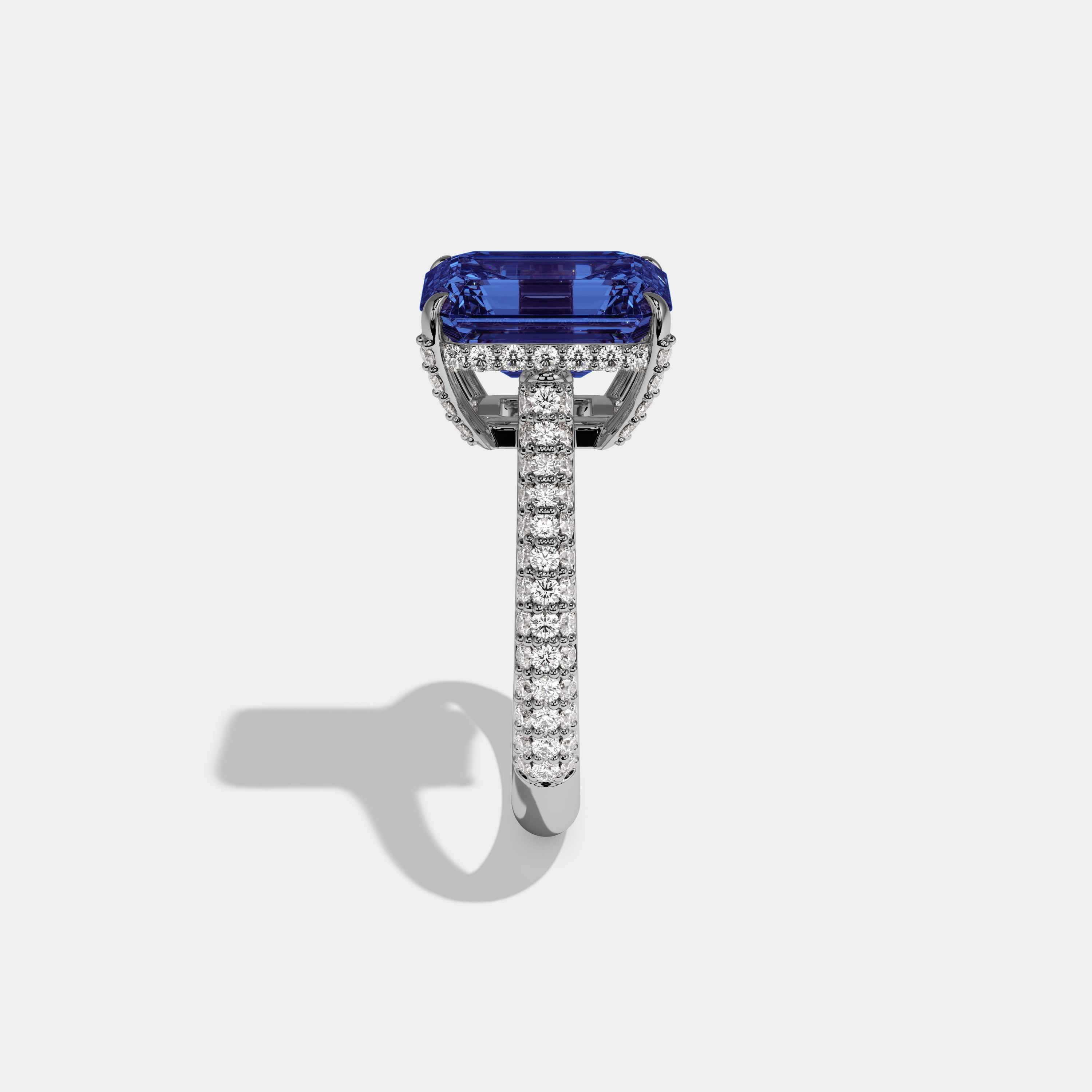 Caroline Fancy Orange Emerald Cut Diamond Band Engagement Ring 6ct 18K White Gold