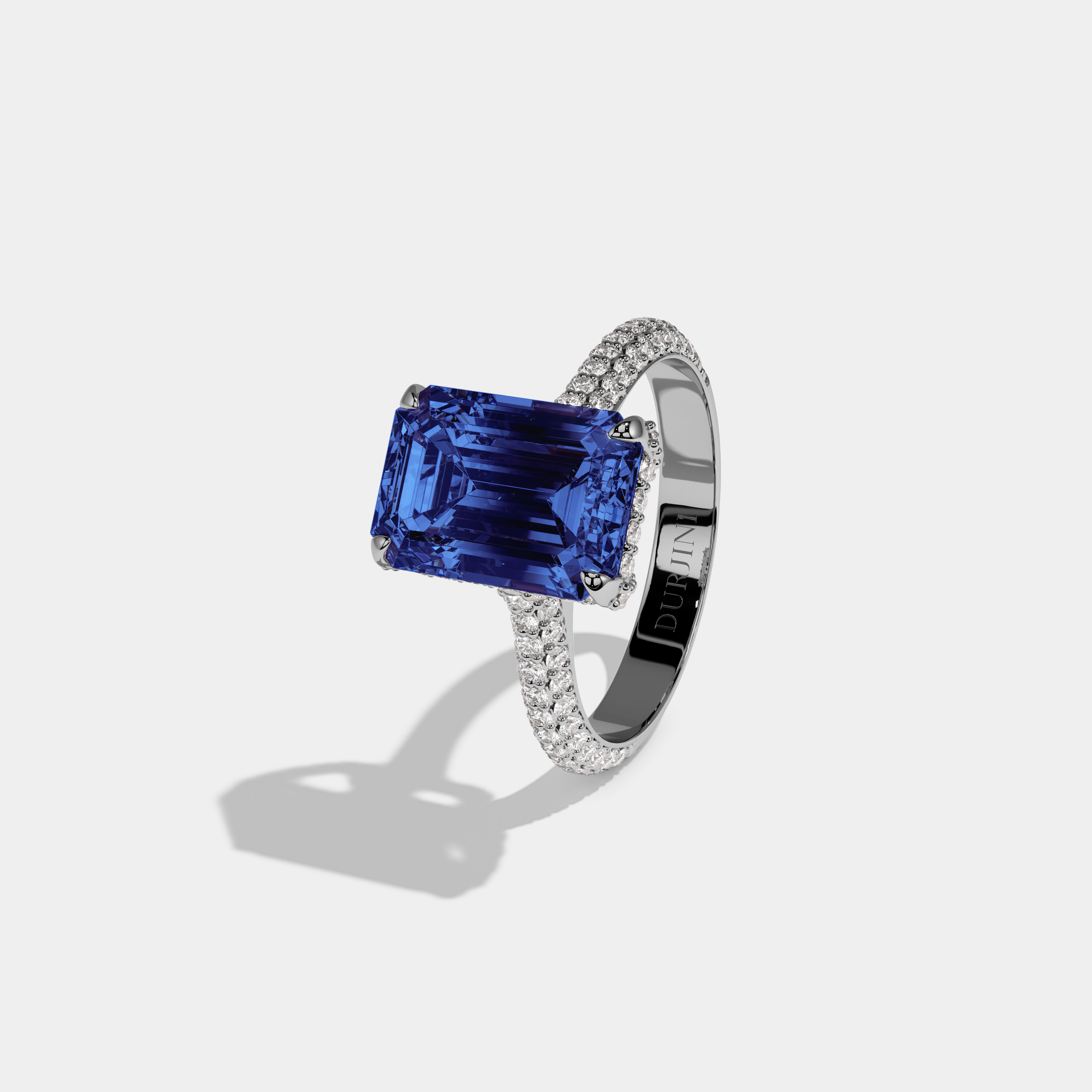 Caroline Fancy Orange Emerald Cut Diamond Band Engagement Ring 6ct 18K White Gold