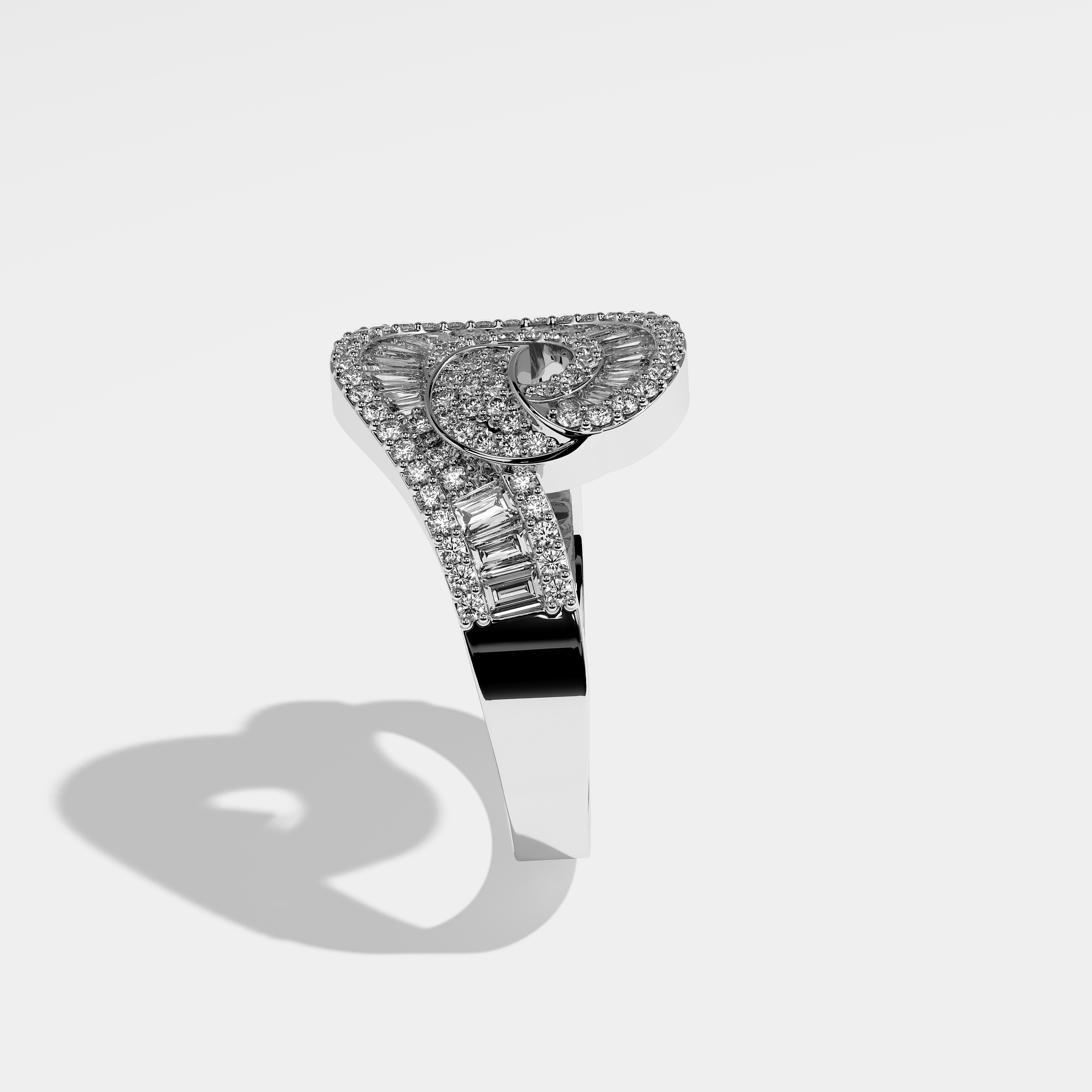 Mirrage Diamond Baguette Cut Ring 18K White Gold 2.00ct