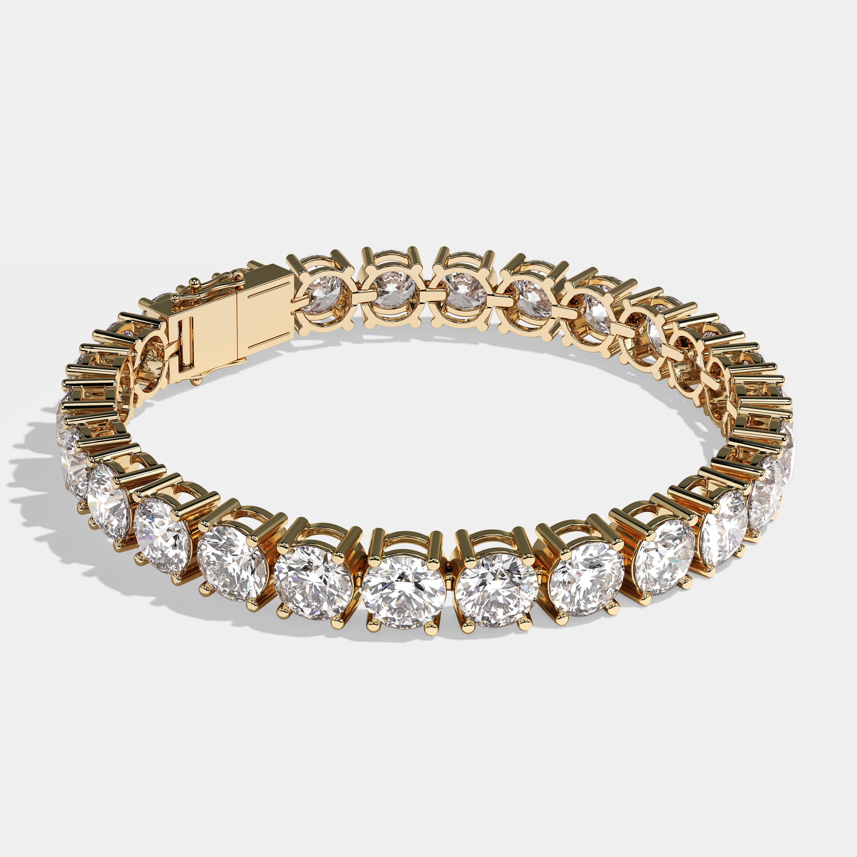 Twin Diamond Round Brilliant Tennis Bracelet 3MM 18K Yellow Gold 4.00ct