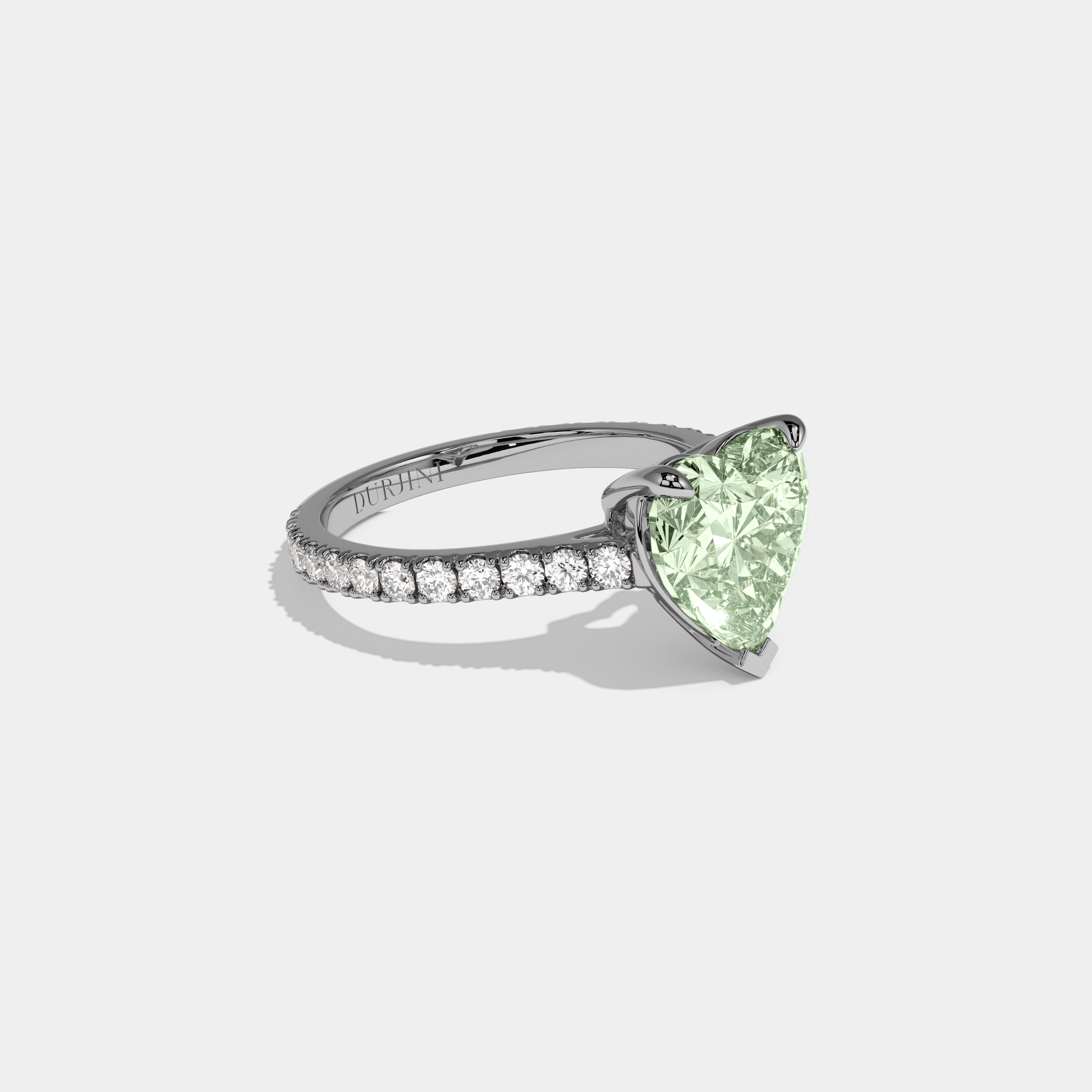 Alice Fancy Light Green Heart Cut Diamond Engagement Ring 7ct 18K White Gold