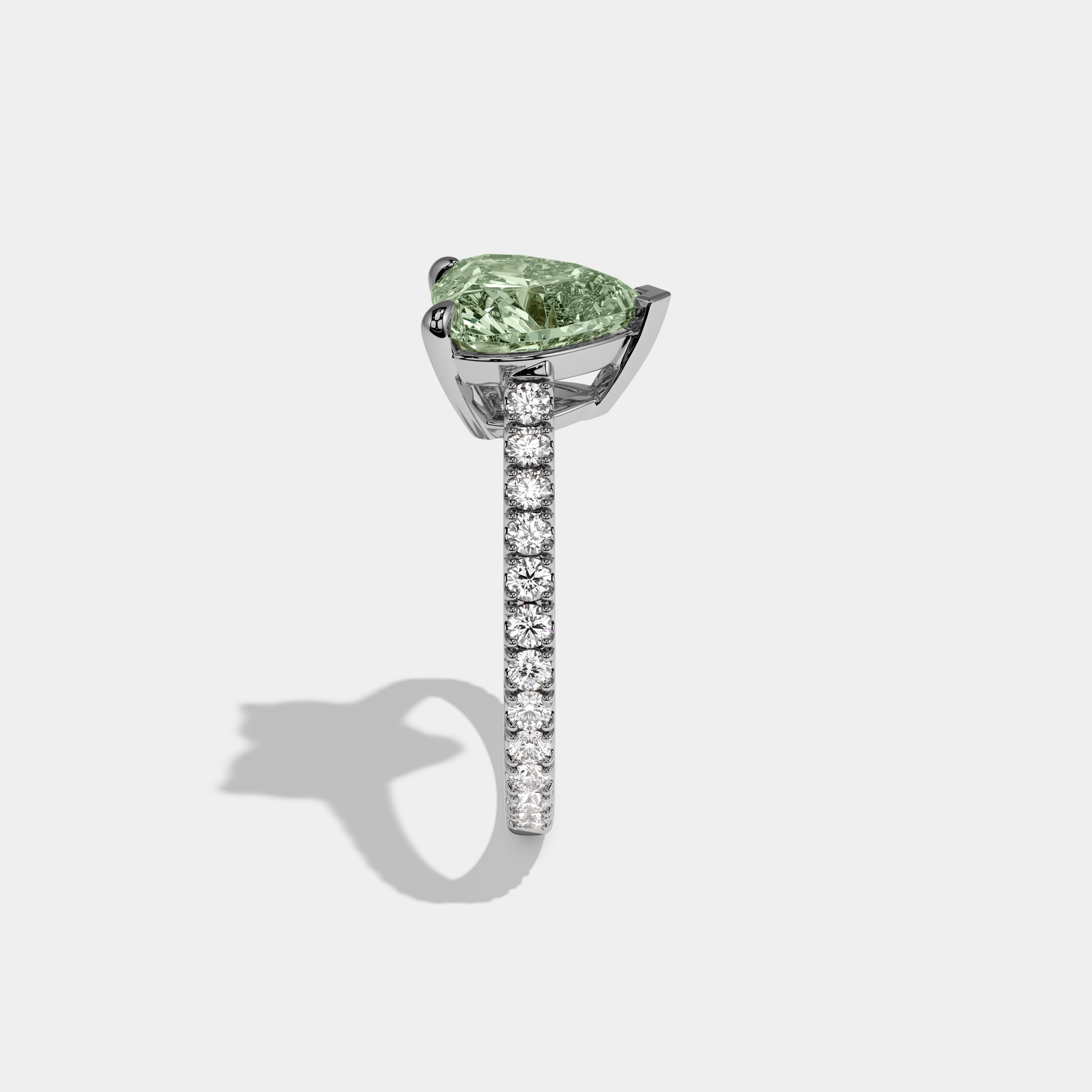 Alice Fancy Light Green Heart Cut Diamond Engagement Ring 7ct 18K White Gold