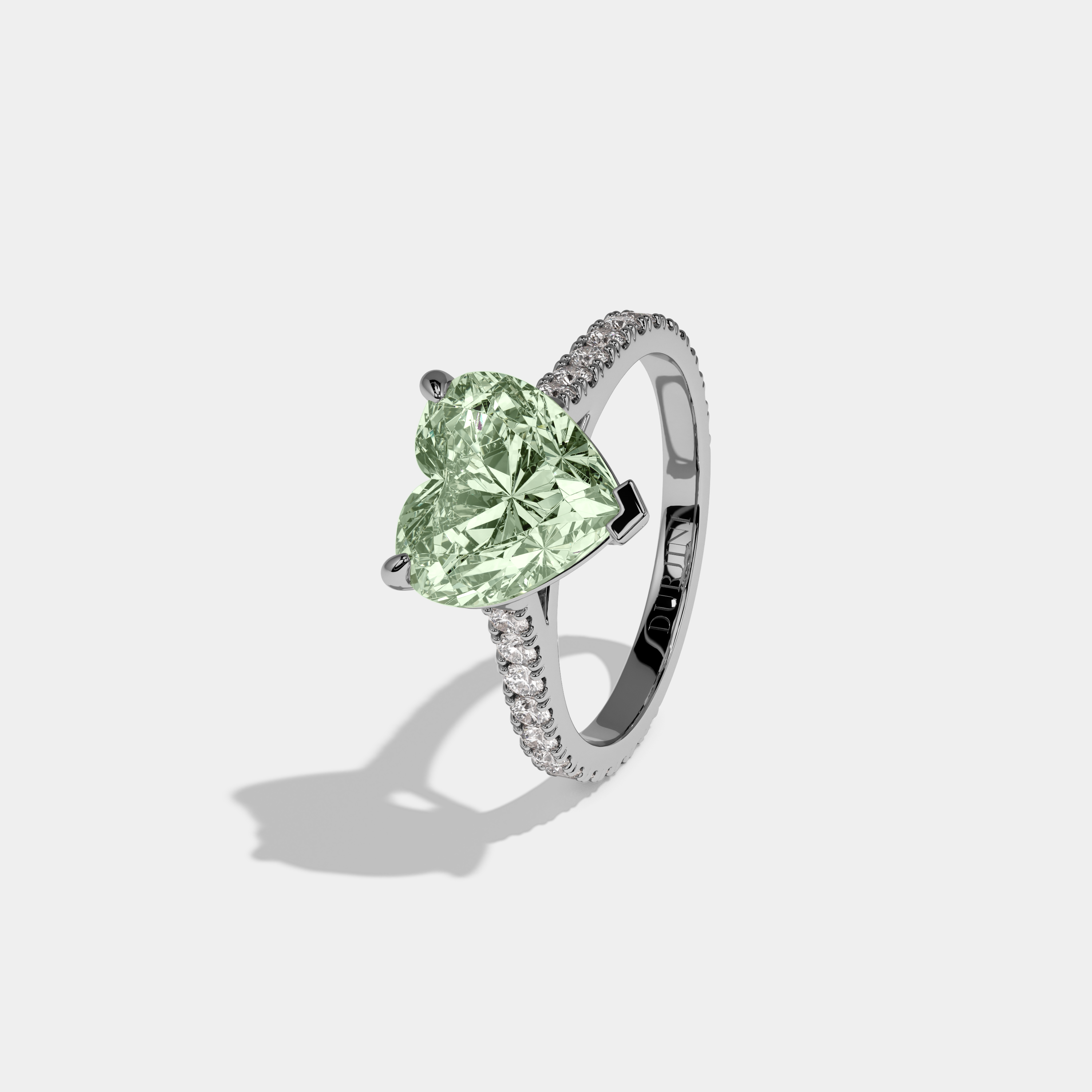 Alice Fancy Light Green Heart Cut Diamond Engagement Ring 7ct 18K White Gold
