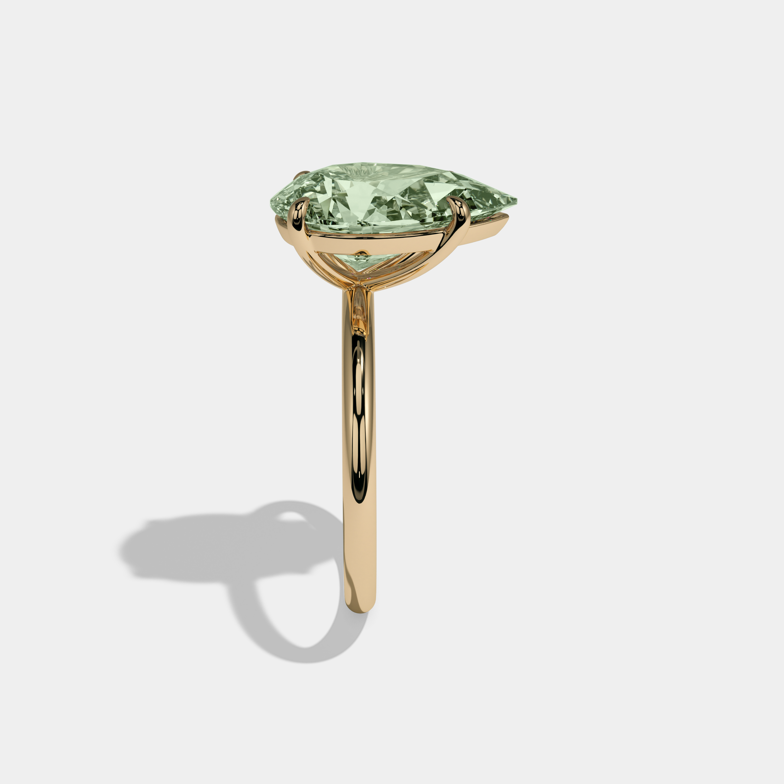 Margaret Fancy Light Green Pear Cut Diamond Plain Band Engagement Ring 6ct 18K Yellow Gold