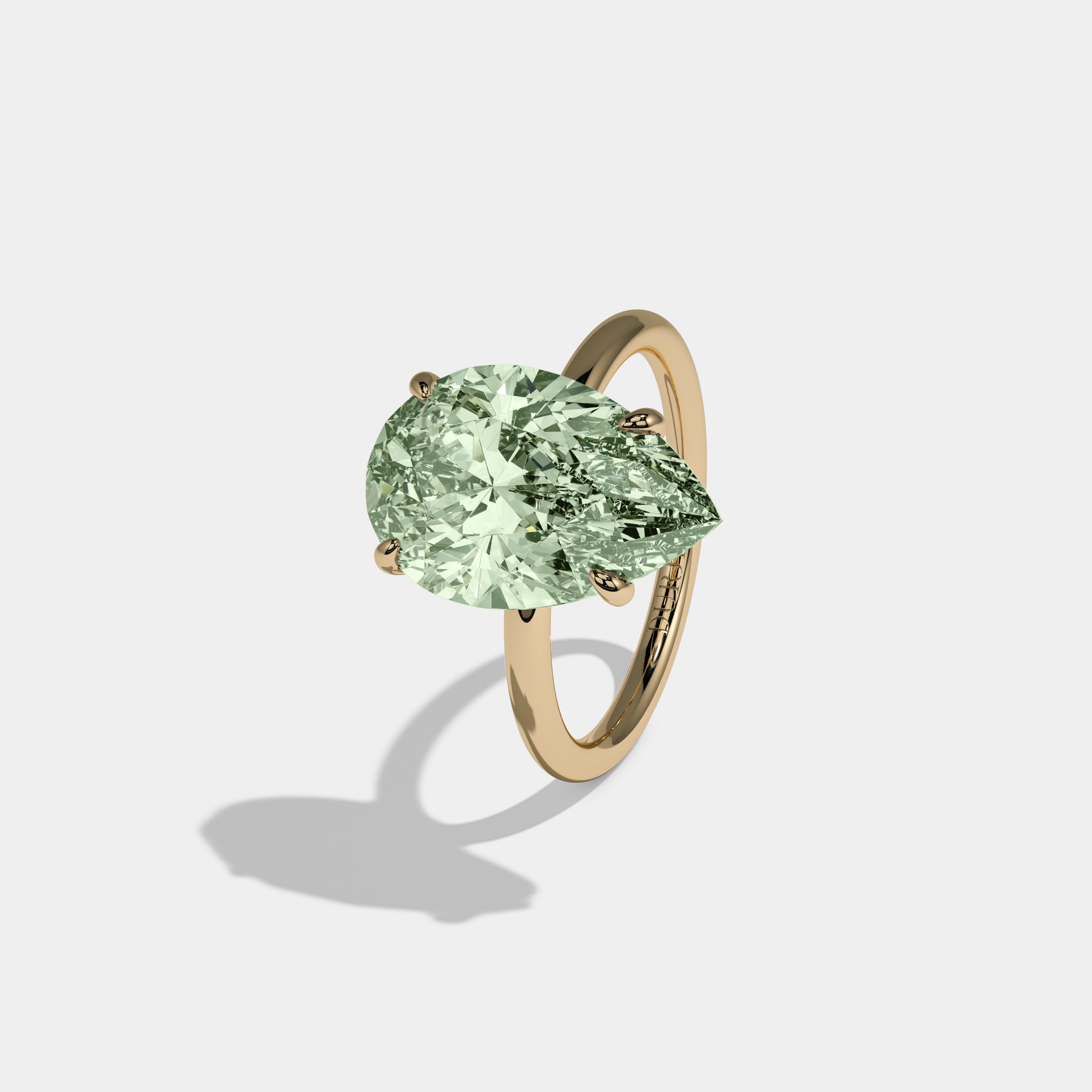 Margaret Fancy Light Green Pear Cut Diamond Plain Band Engagement Ring 6ct 18K Yellow Gold