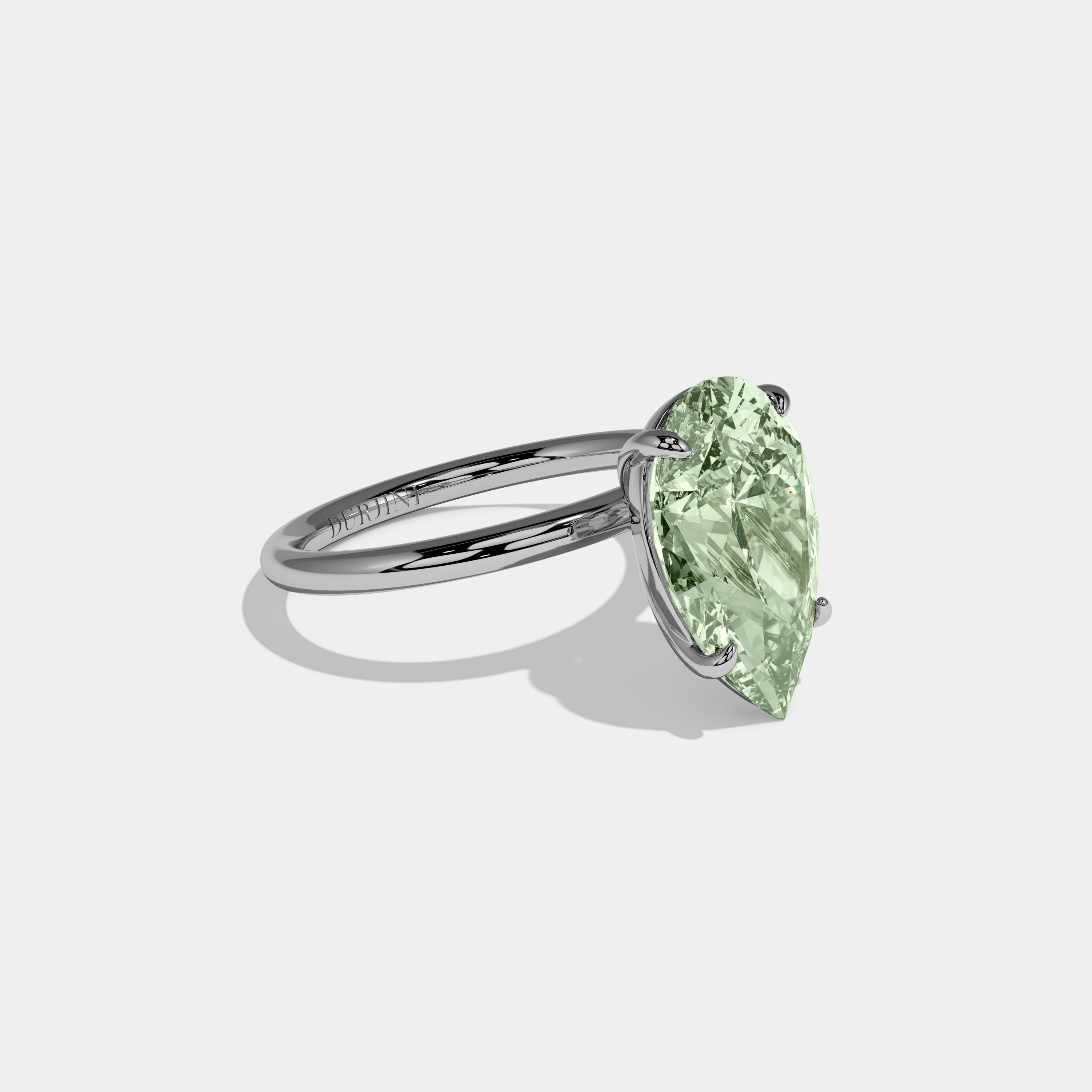 Matilda Fancy Light Green Pear Cut Diamond Plain Band Engagement Ring 6ct 18K White Gold