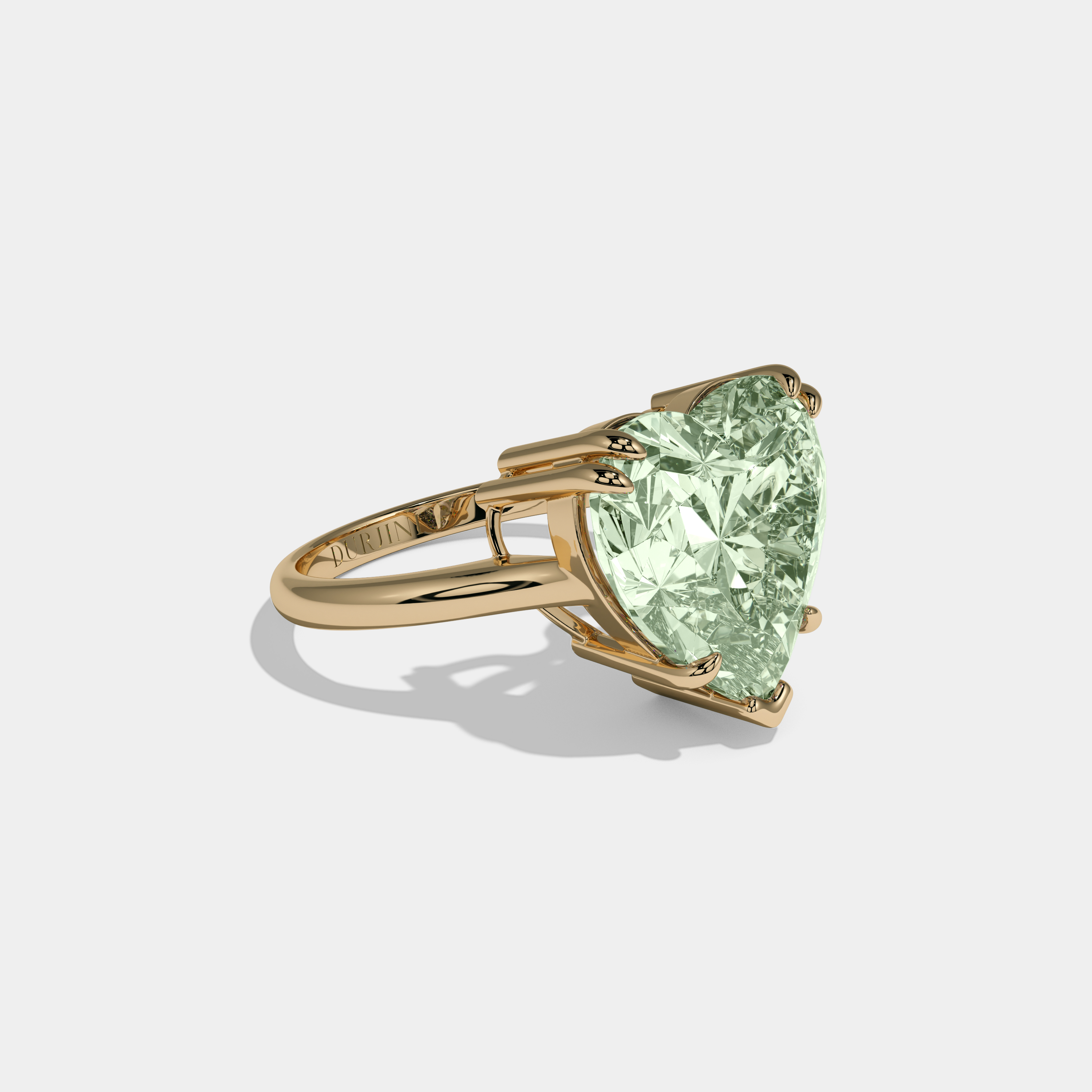 Margaret Fancy Light Green Heart Brilliant Cut Diamond Plain Band Engagement Ring 6ct 18K Yellow Gold