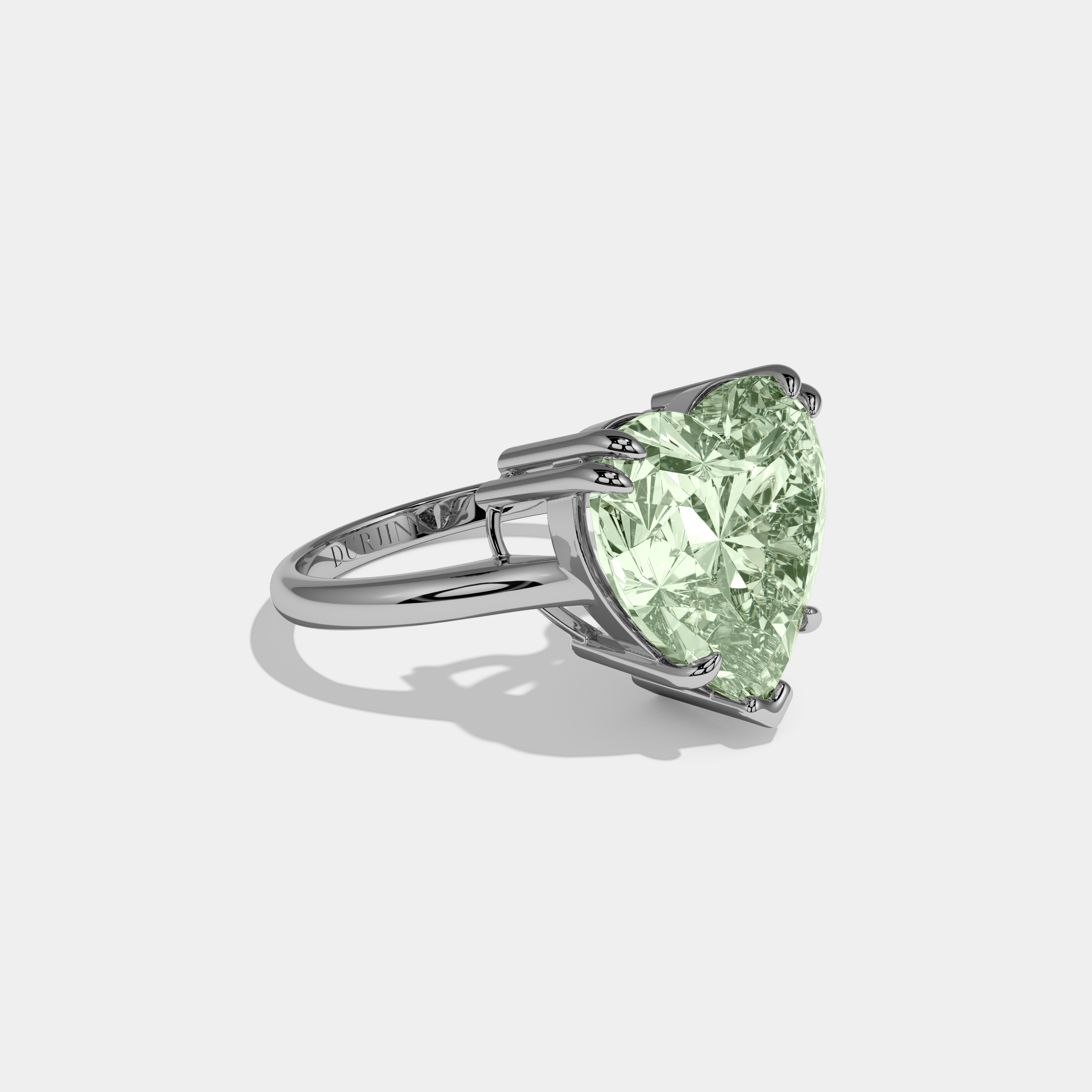 Matilda Fancy Light Green Heart Brilliant Cut Diamond Plain Band Engagement Ring 6ct 18K White Gold