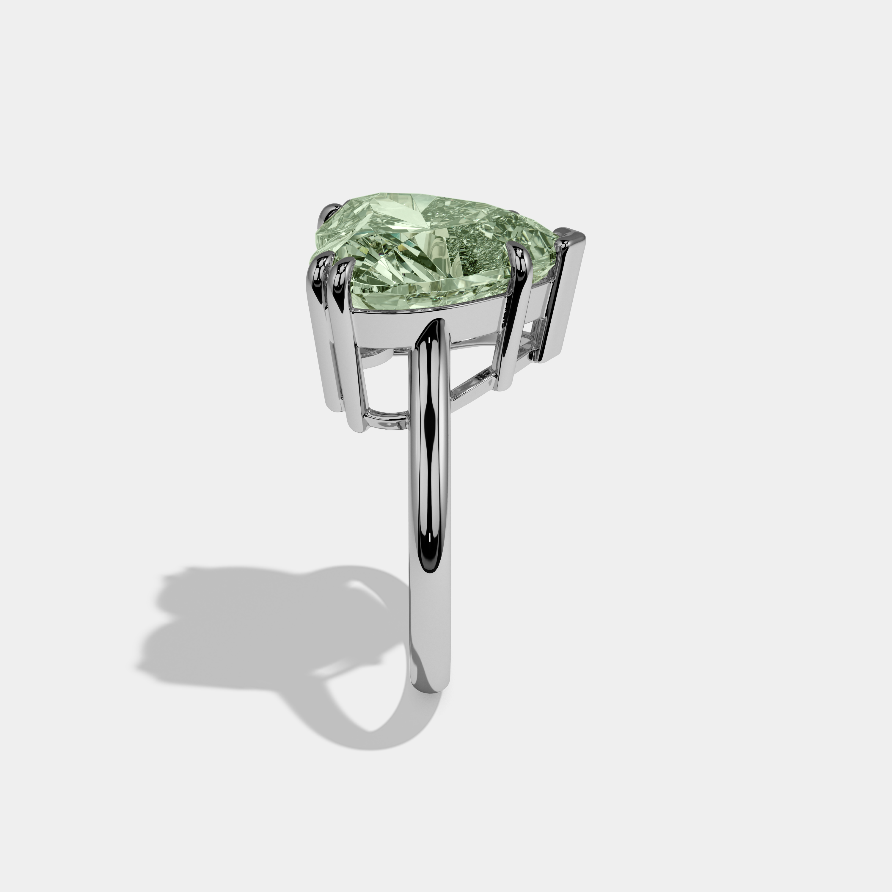 Matilda Fancy Light Green Heart Brilliant Cut Diamond Plain Band Engagement Ring 6ct 18K White Gold