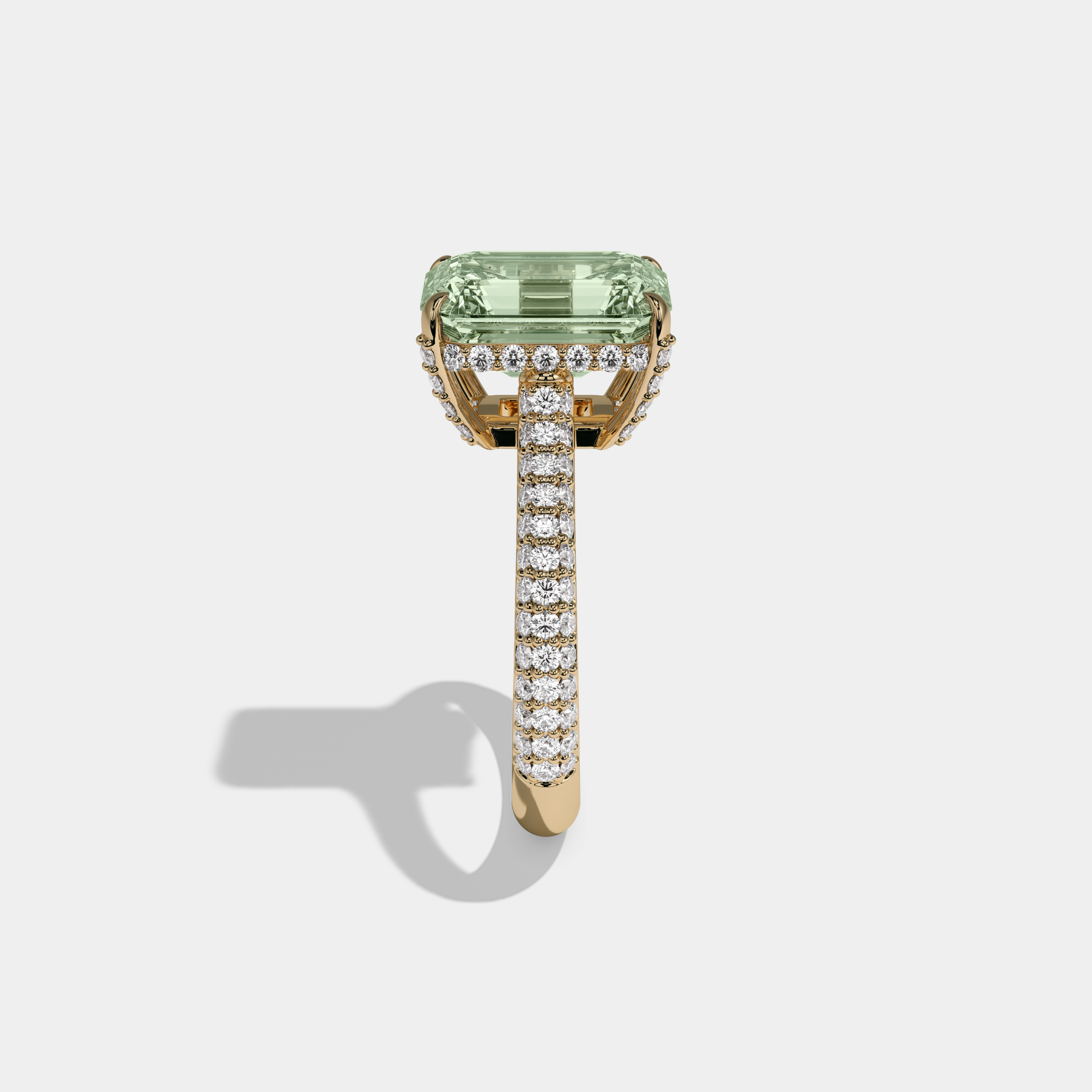 Margaret Fancy Light Green Emerald Cut Diamond Band Engagement Ring 6ct 18K Yellow Gold