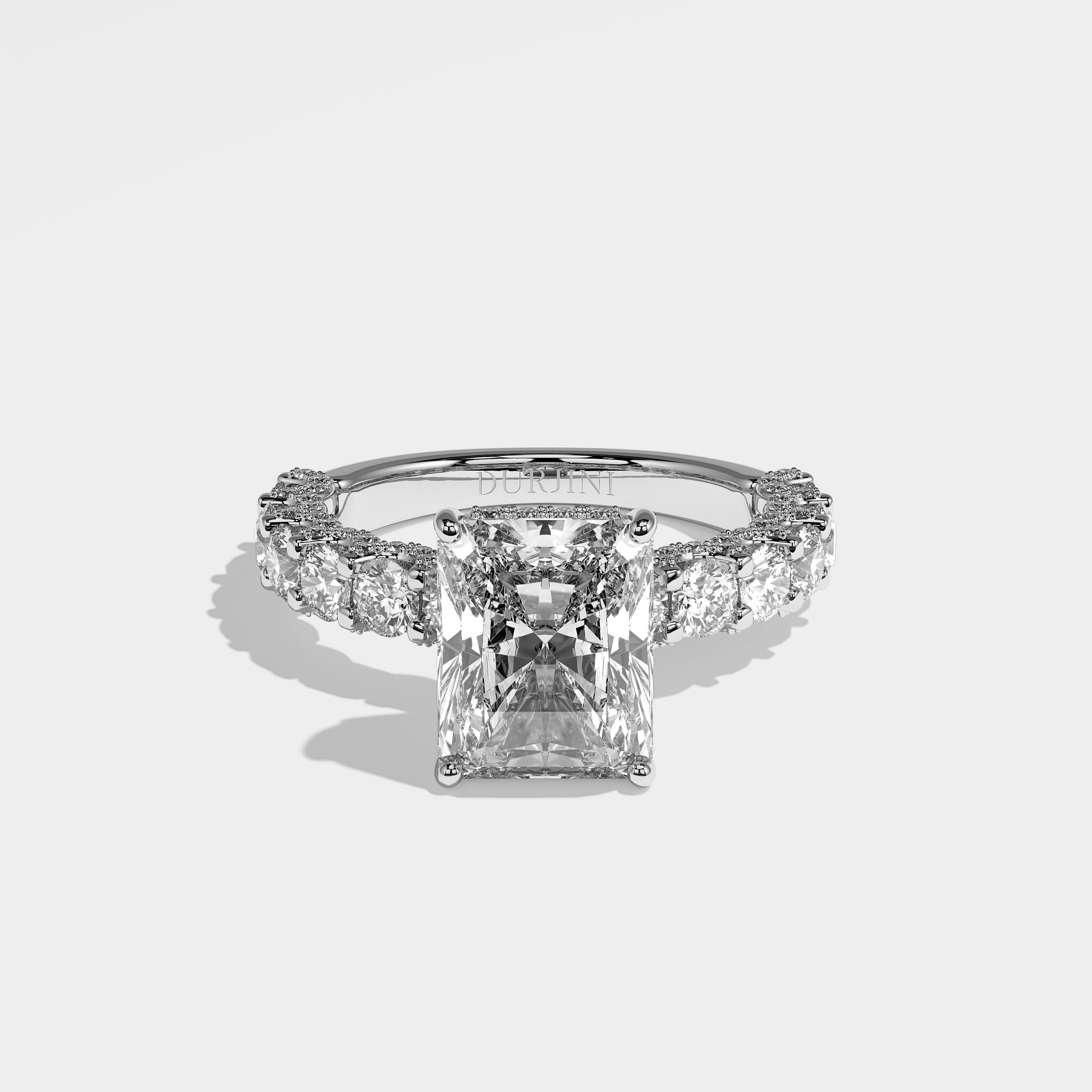 Diana Diamond Radiant Halo Engagement Ring 18K White Gold 7.00ct