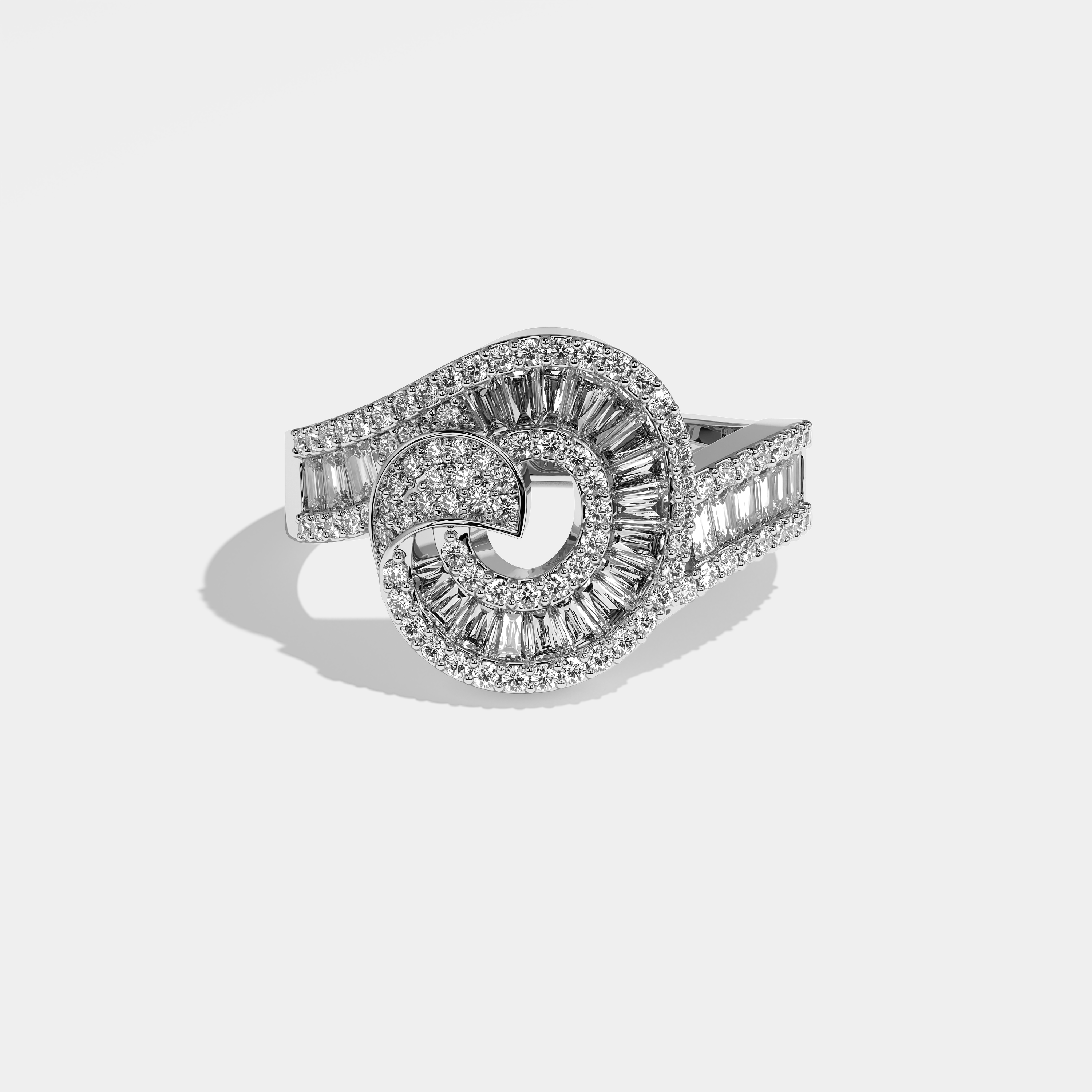 Mirrage Diamond Baguette Cut Ring 18K White Gold 2.00ct