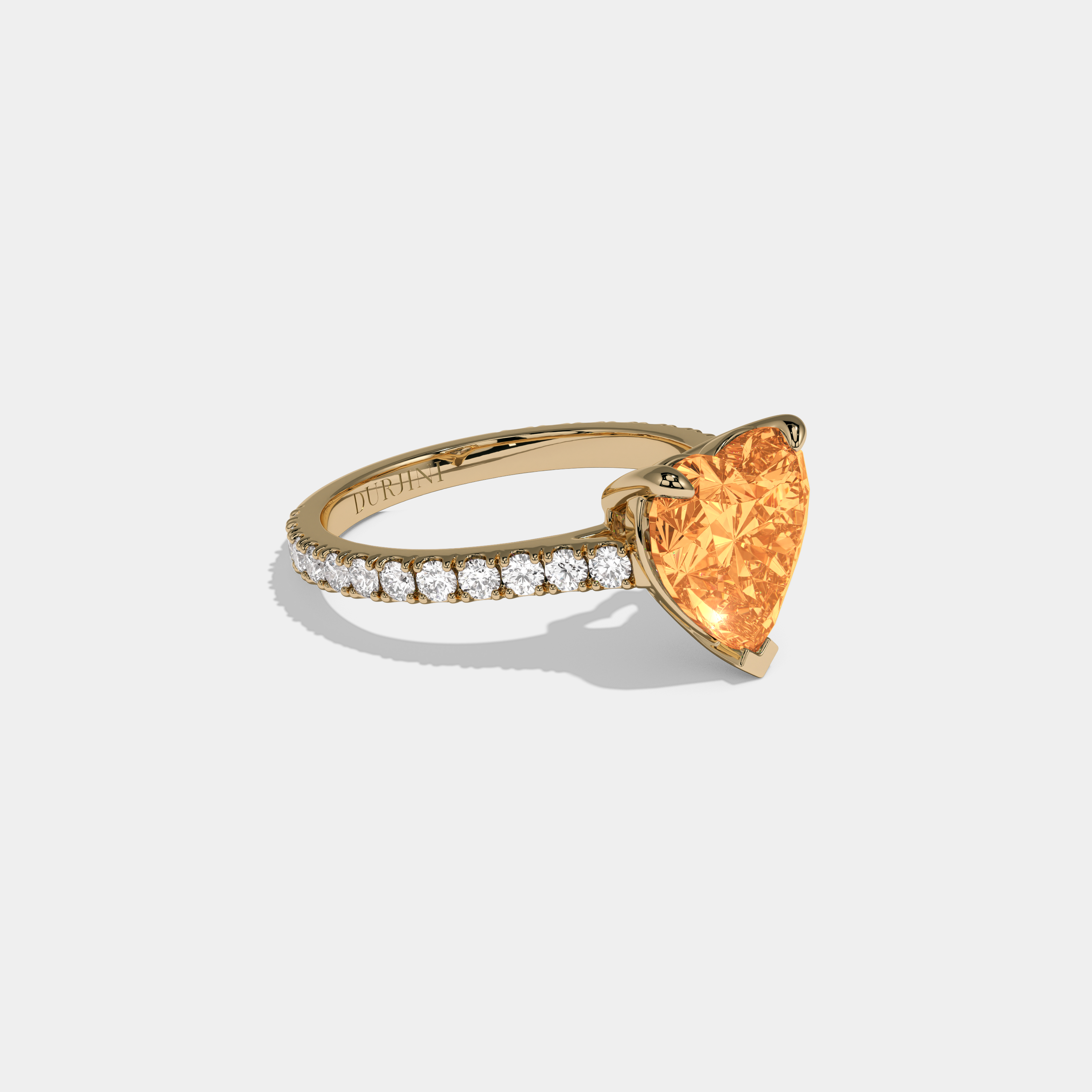 Elizabeth Fancy Orange Heart Cut Diamond Engagement Ring 7ct 18K Yellow Gold
