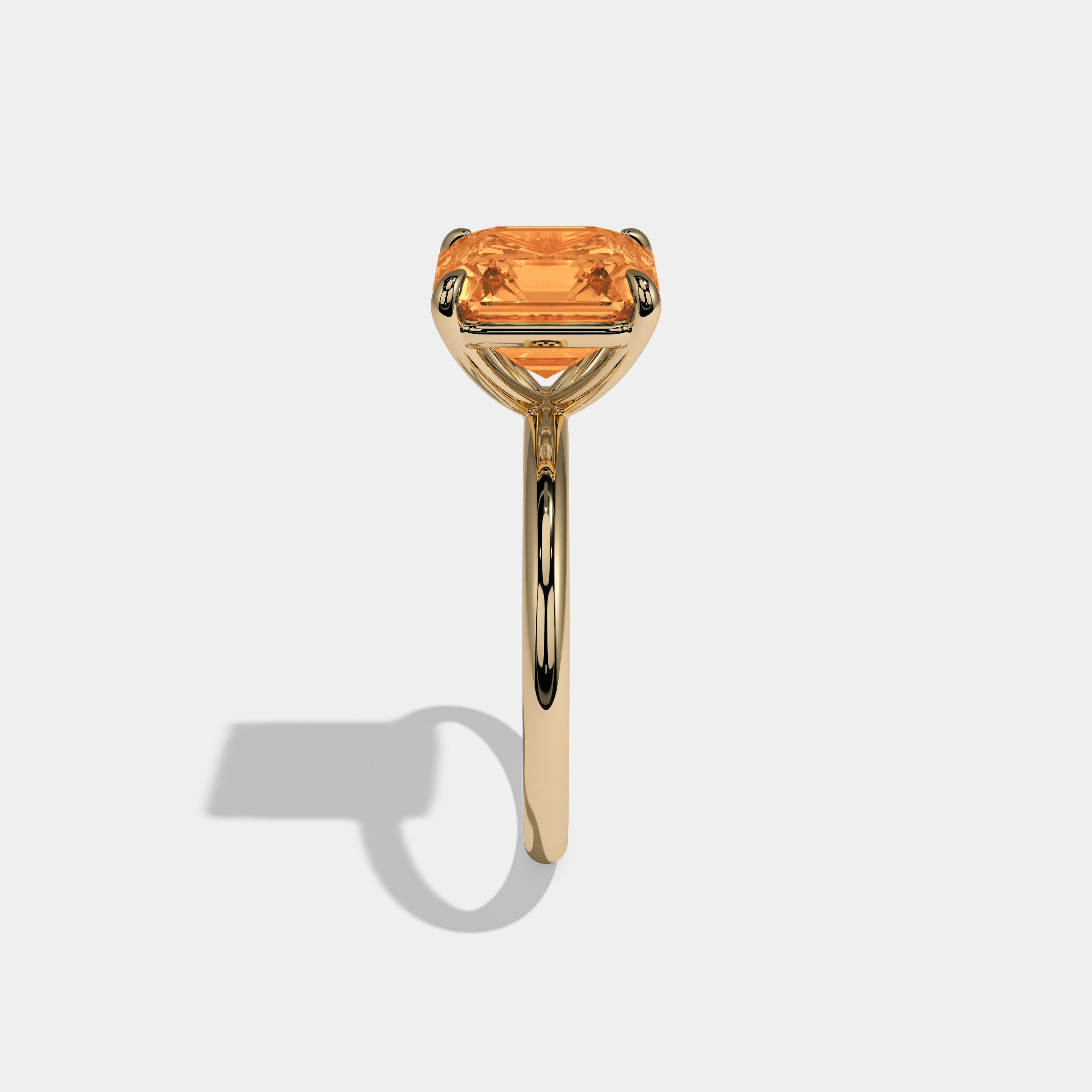 Sophia Fancy Orange Asscher Cut Diamond Plain Band Engagement Ring 6ct 18k Yellow Gold