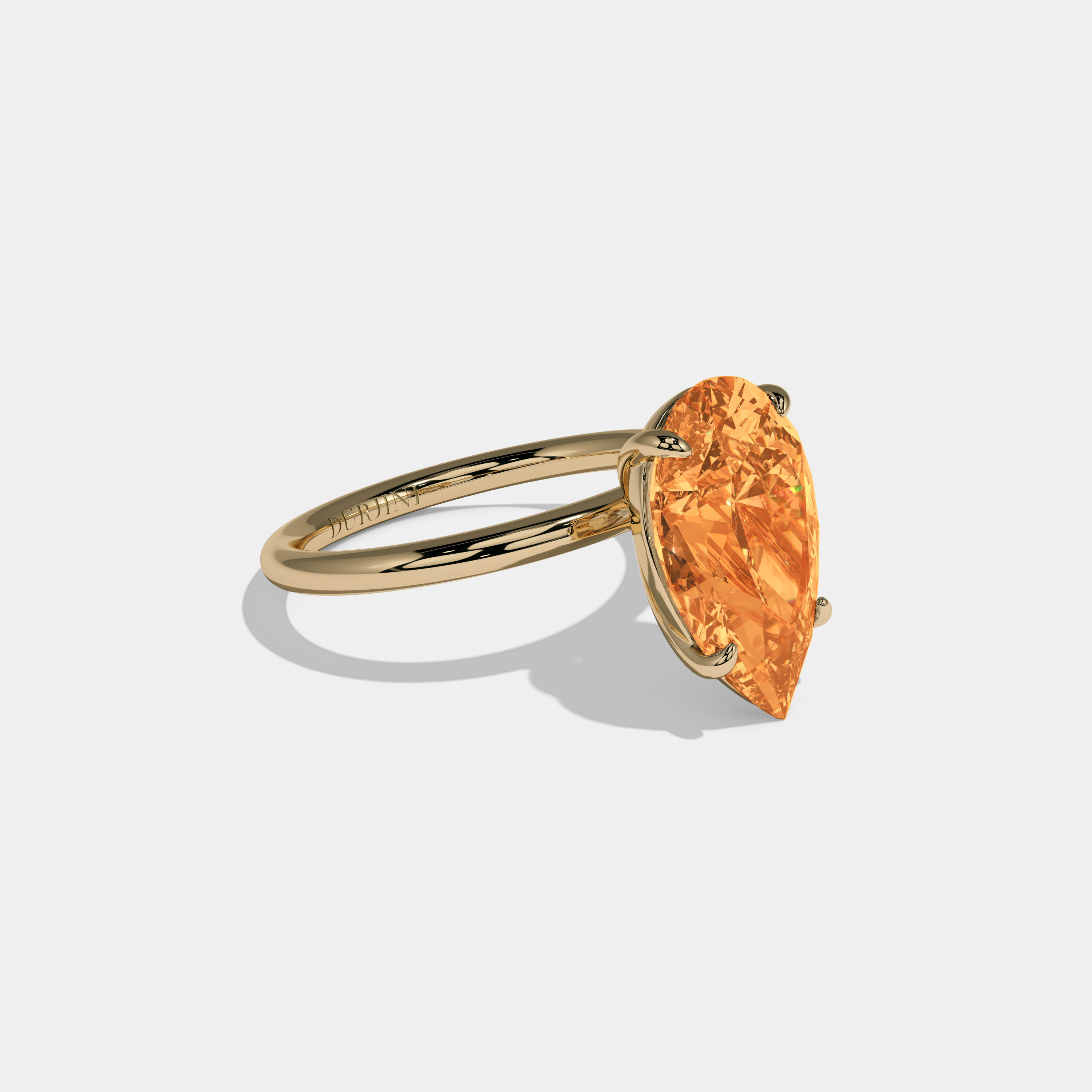Sophia Fancy Orange Pear Cut Diamond Plain Band Engagement Ring 6ct 18K Yellow Gold